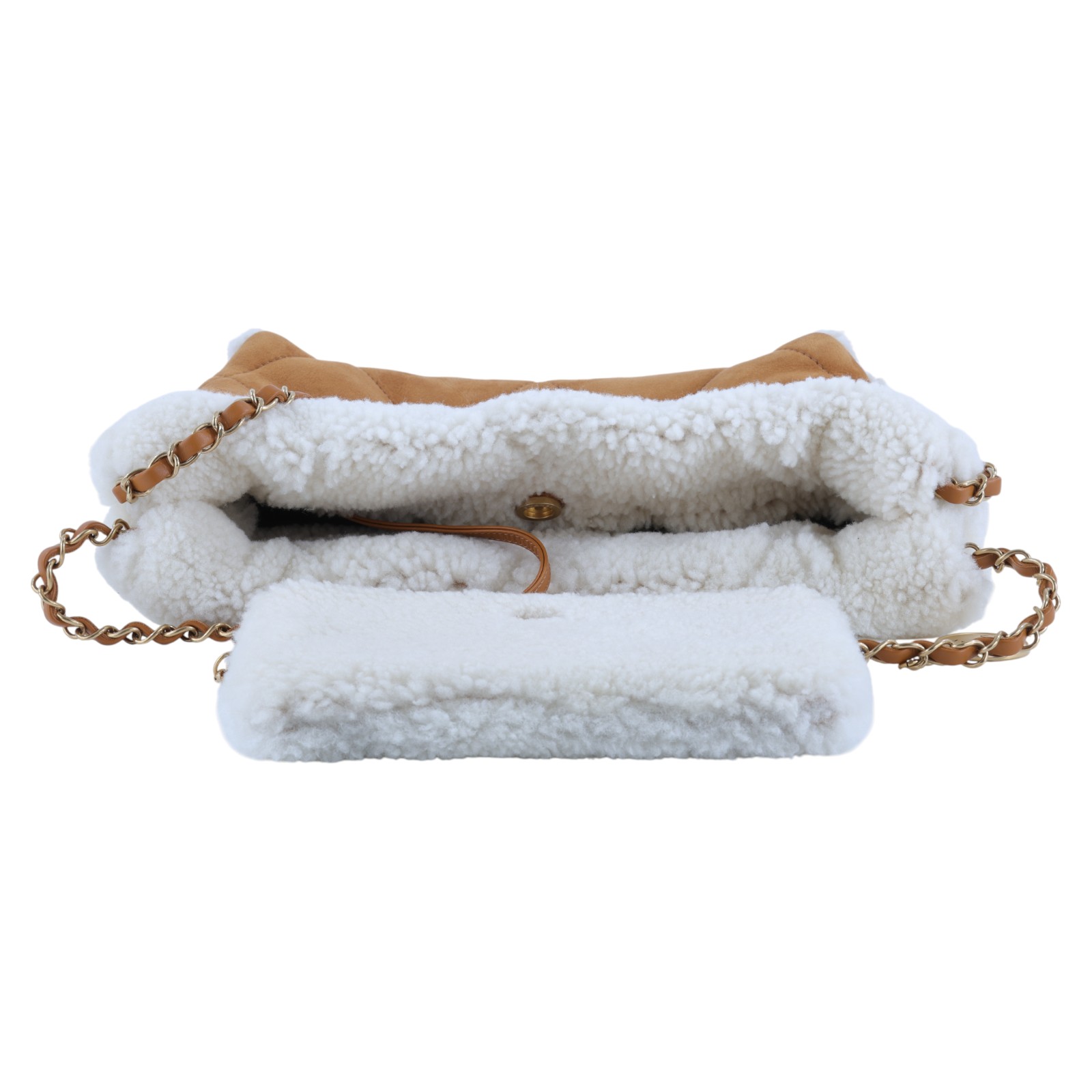 香奈兒 CHANEL 22 小型 束口包 AS3260 B13796 晶片款 咖麂皮泰迪22包  小號 防塵袋