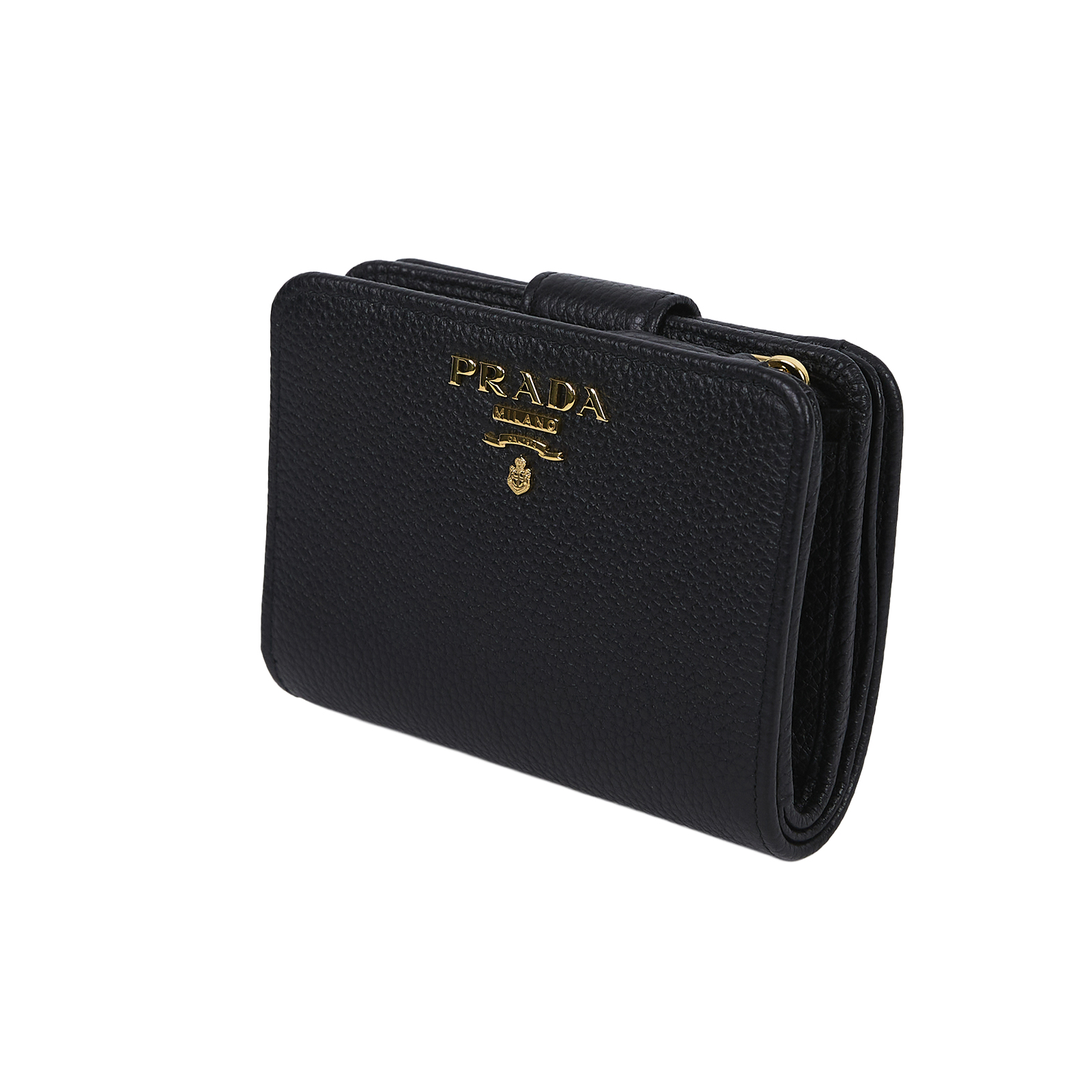普拉達 PRADA 皮革 錢包 短夾 1ML018_2E3A 黑色中夾 原廠盒子/保證卡/購買證明