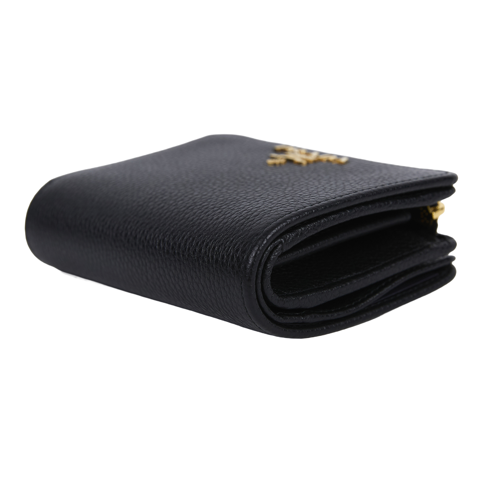 普拉達 PRADA 皮革 錢包 短夾 1ML018_2E3A 黑色中夾 原廠盒子/保證卡/購買證明