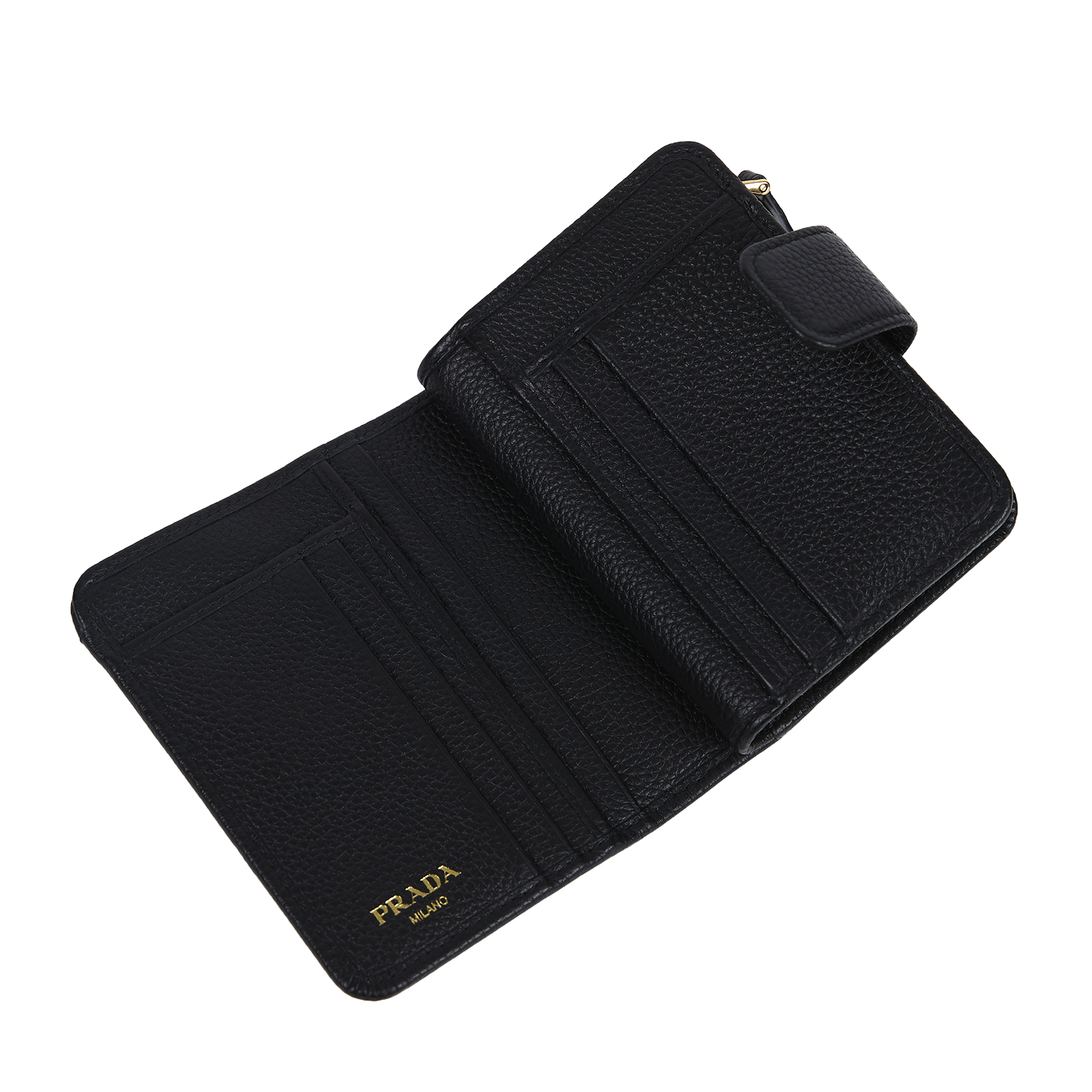 普拉達 PRADA 皮革 錢包 短夾 1ML018_2E3A 黑色中夾 原廠盒子/保證卡/購買證明