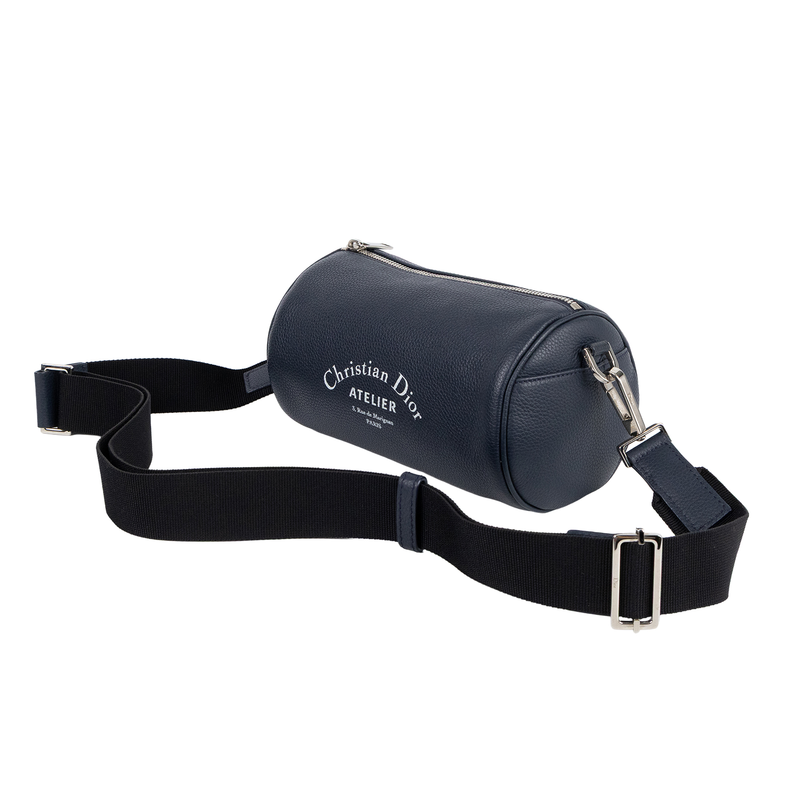 迪奧 CHRISTIAN DIOR Roller Bag 斜背包 滾筒包 1ATPO061XXX 深藍圓筒包 防塵袋/背帶