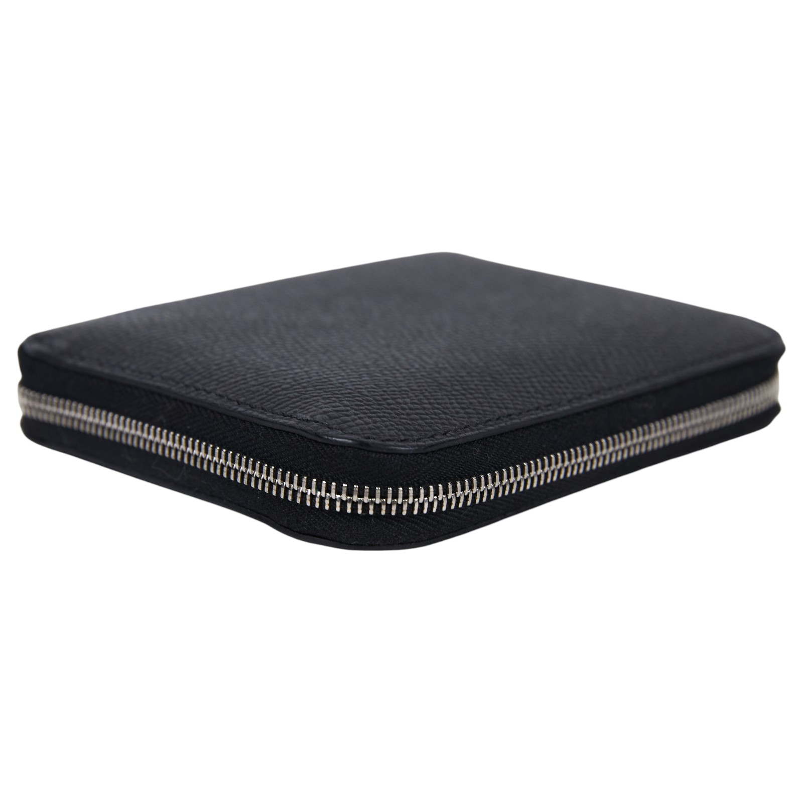 愛馬仕 Hermes SilkIn 拉鍊 絲巾 短夾 錢包 SILK W MZ 011  MS W刻黑絲巾短夾 原廠盒子/防塵袋