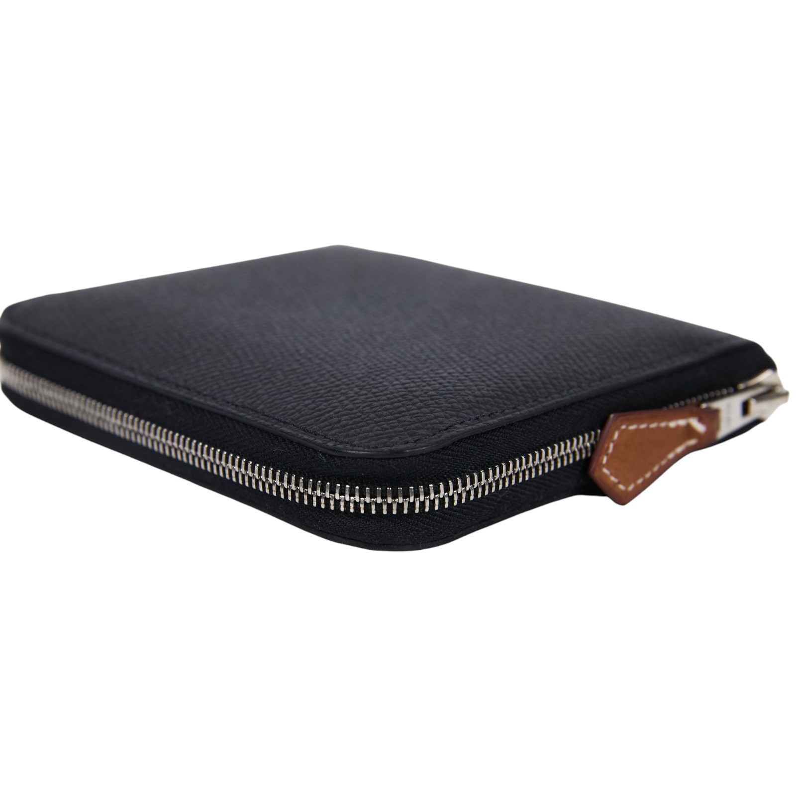 愛馬仕 Hermes SilkIn 拉鍊 絲巾 短夾 錢包 SILK W MZ 011  MS W刻黑絲巾短夾 原廠盒子/防塵袋