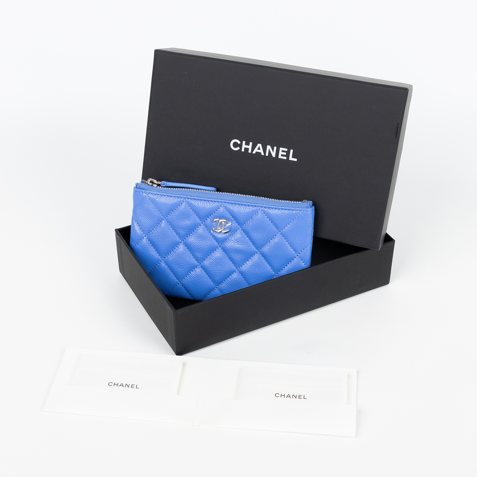 香奈兒 CHANEL 經典 拉鍊 隨身包 小型 AP4020 晶片款 天空藍一字拉POUCH 原廠盒子