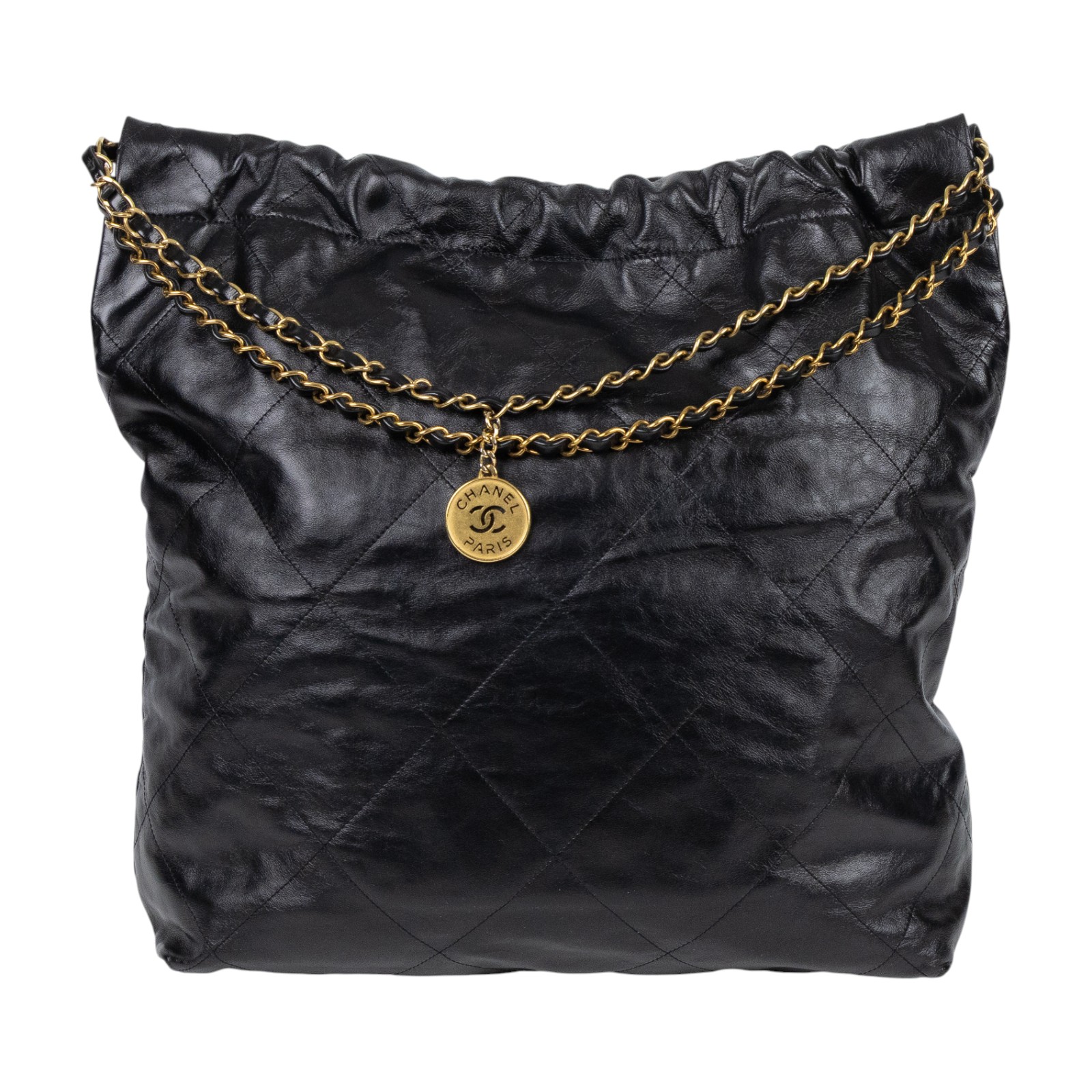 香奈兒 CHANEL 22 大型 肩背包 購物包 束口包  晶片款 黑金22包 大號 防塵袋