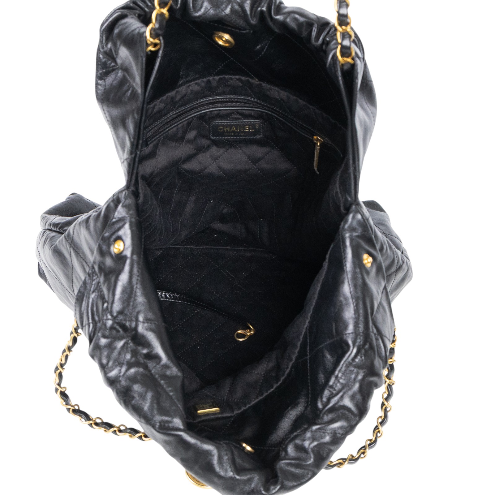 香奈兒 CHANEL 22 大型 肩背包 購物包 束口包  晶片款 黑金22包 大號 防塵袋