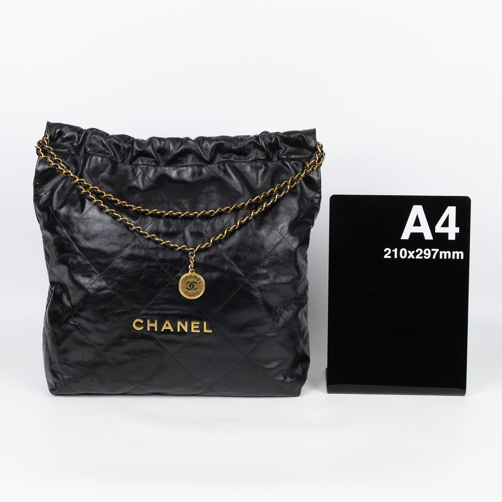 香奈兒 CHANEL 22 大型 肩背包 購物包 束口包  晶片款 黑金22包 大號 防塵袋