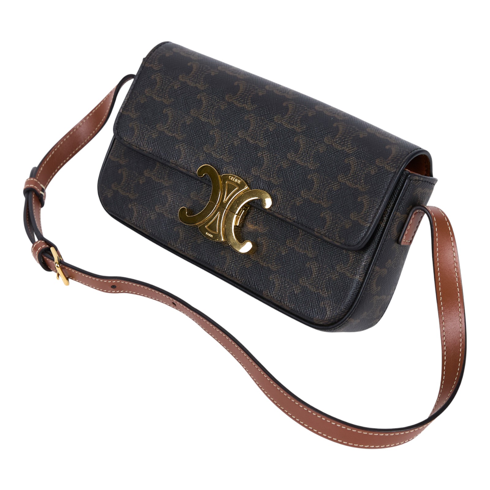 思琳 CELINE Claude 標誌印花 牛皮革 肩揹袋 194142CUZ 凱旋TRIOMPHE肩背包 無附屬品