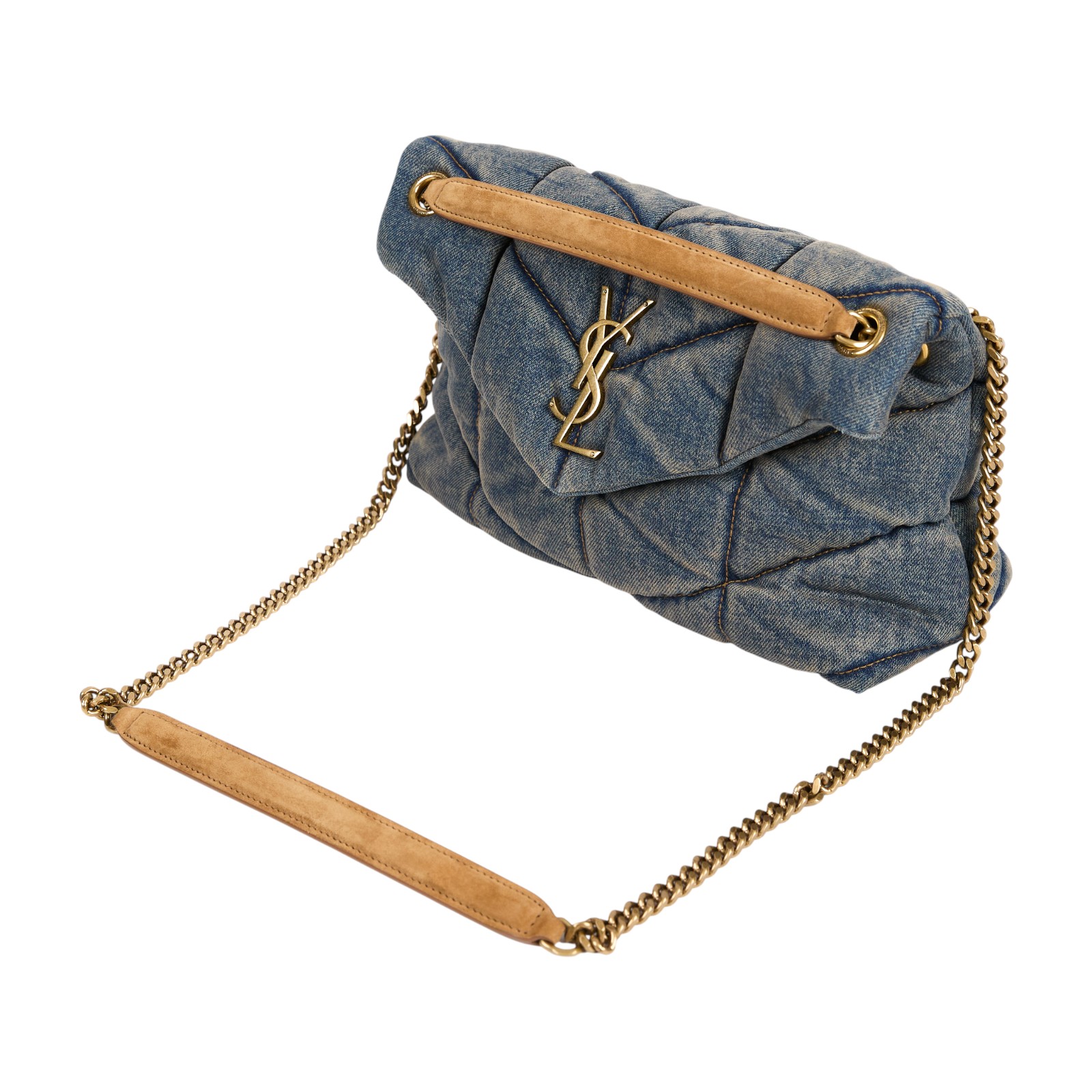 聖羅蘭 YSL SAINT LAURENT Puffer 丹寧 小型 5774762PT67 單寧PUFFER SMALL 防塵袋