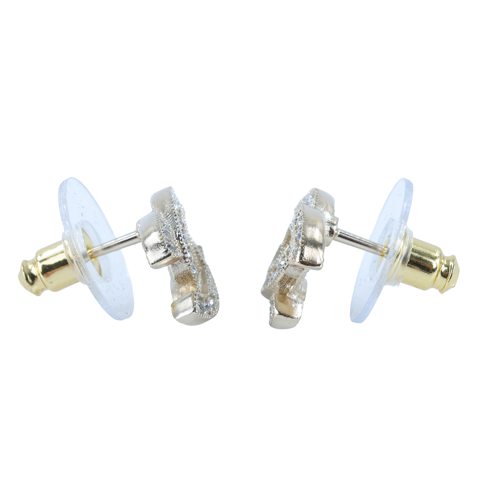 香奈兒 CHANEL CC LOGO 耳環 耳釘 F25 V 小雙C水鑽耳環 原廠盒子/內襯