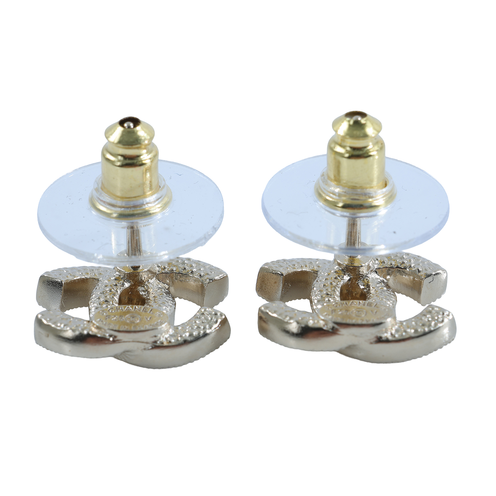 香奈兒 CHANEL CC LOGO 耳環 耳釘 F25 V 小雙C水鑽耳環 原廠盒子/內襯