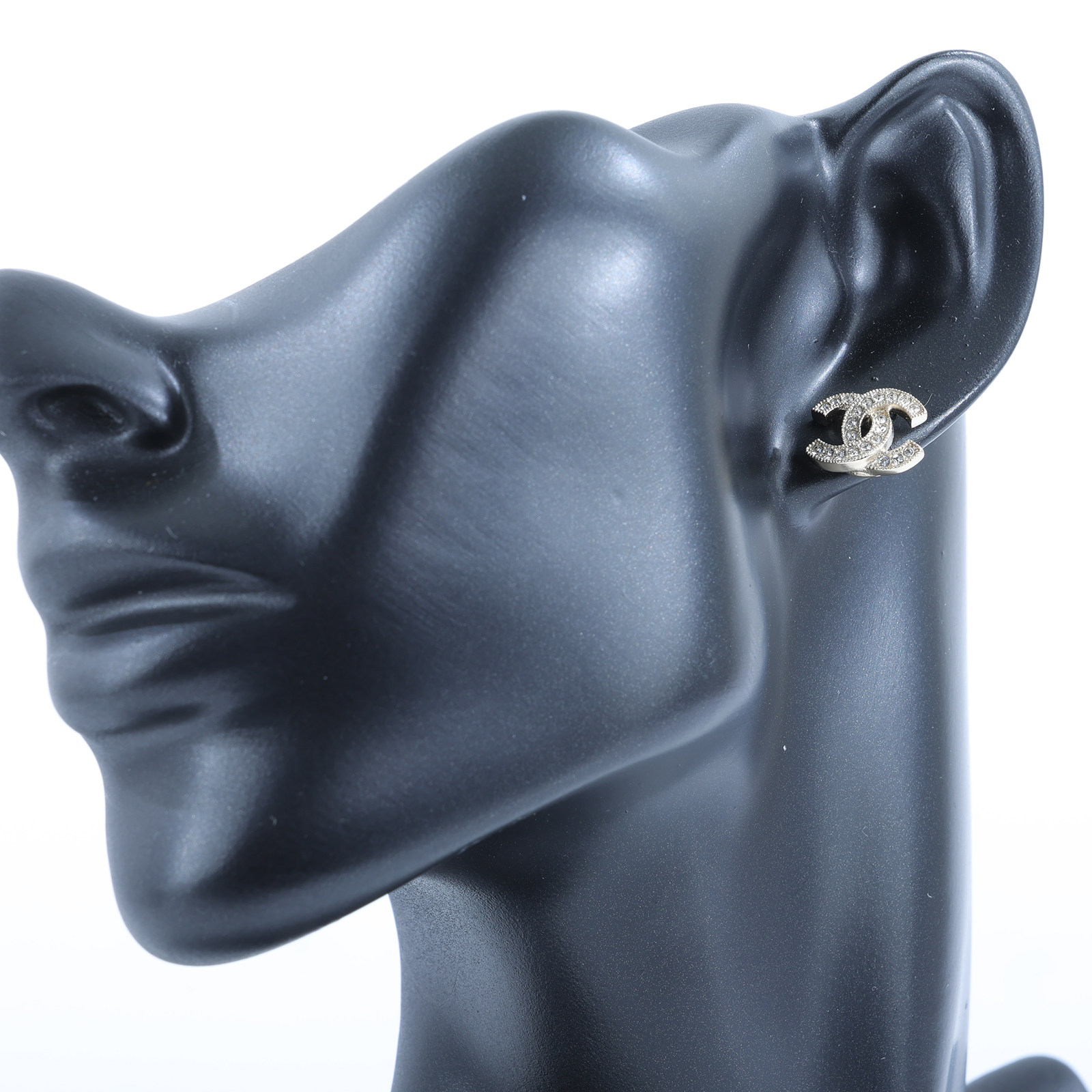 香奈兒 CHANEL CC LOGO 耳環 耳釘 F25 V 小雙C水鑽耳環 原廠盒子/內襯