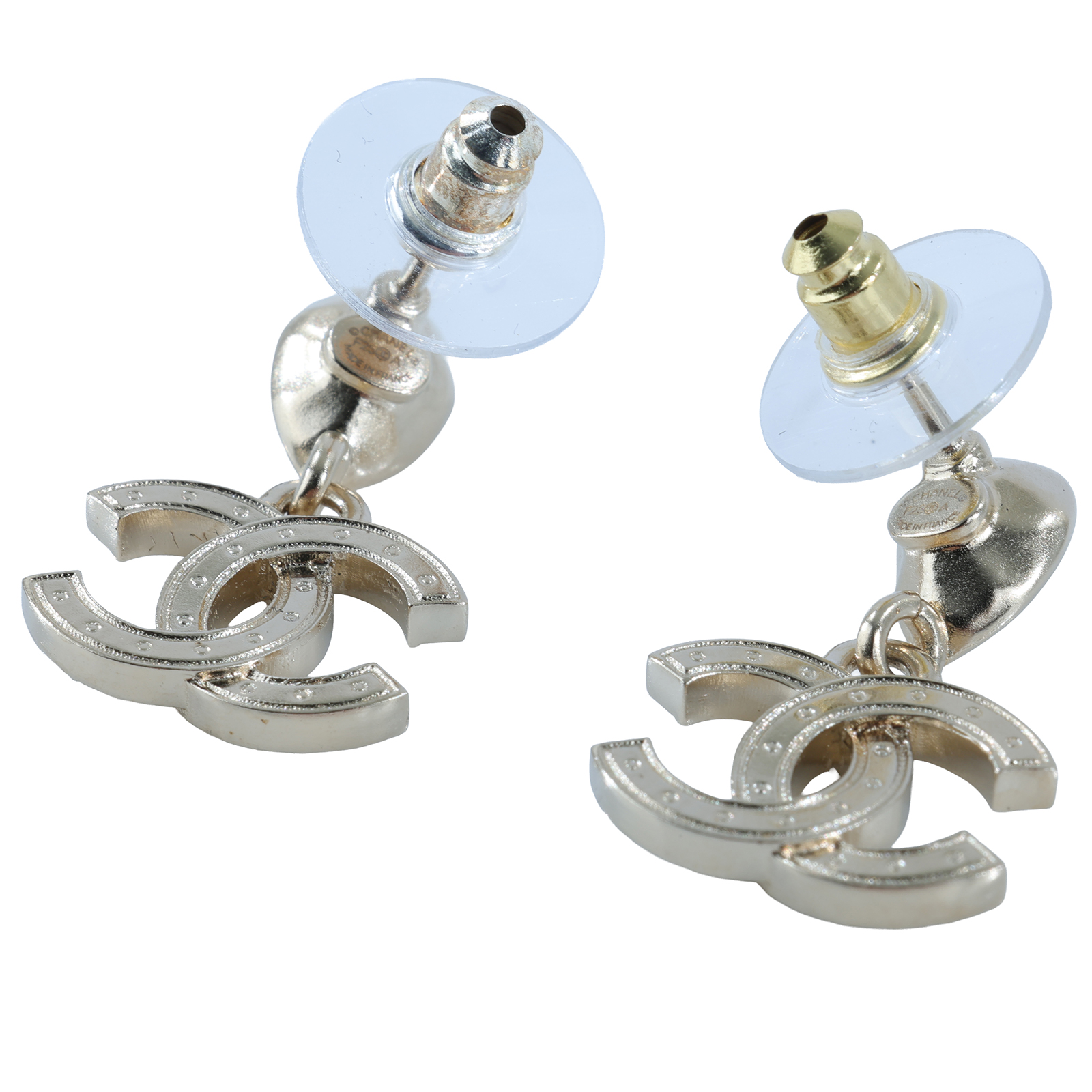 香奈兒 CHANEL CC LOGO 耳環 耳釘 F25 A 雙C水滴水鑽耳環 原廠盒子/內襯