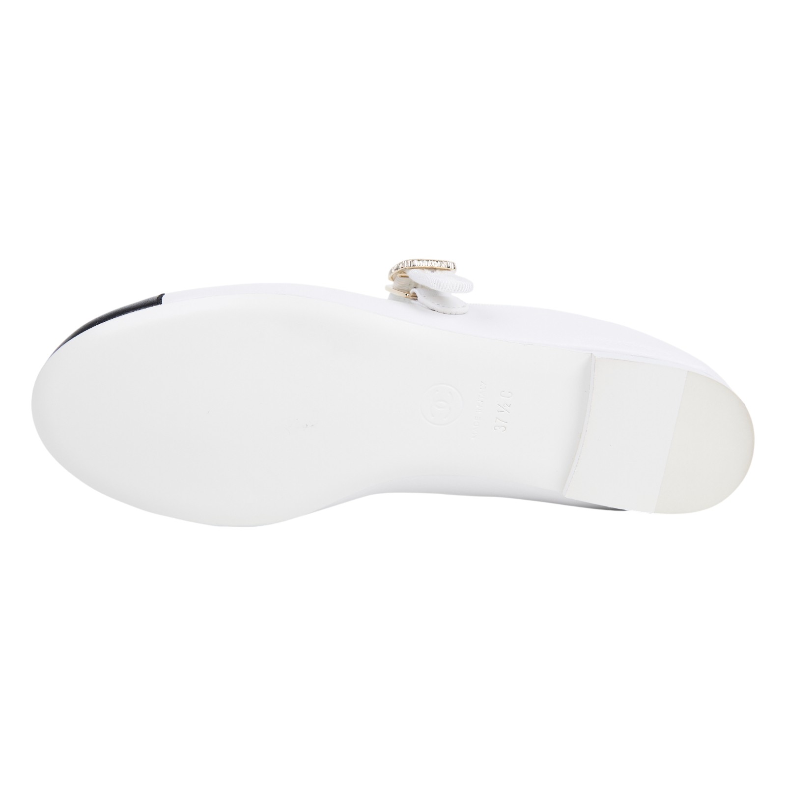 香奈兒 CHANEL CC LOGO 娃娃鞋 休閒鞋 G46467_375 白平底鞋#37.5 原廠盒子