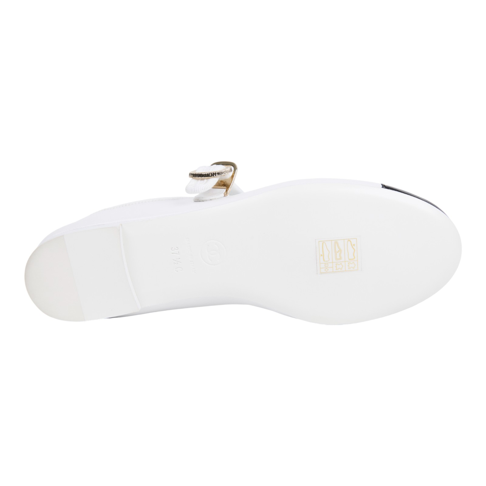 香奈兒 CHANEL CC LOGO 娃娃鞋 休閒鞋 G46467_375 白平底鞋#37.5 原廠盒子