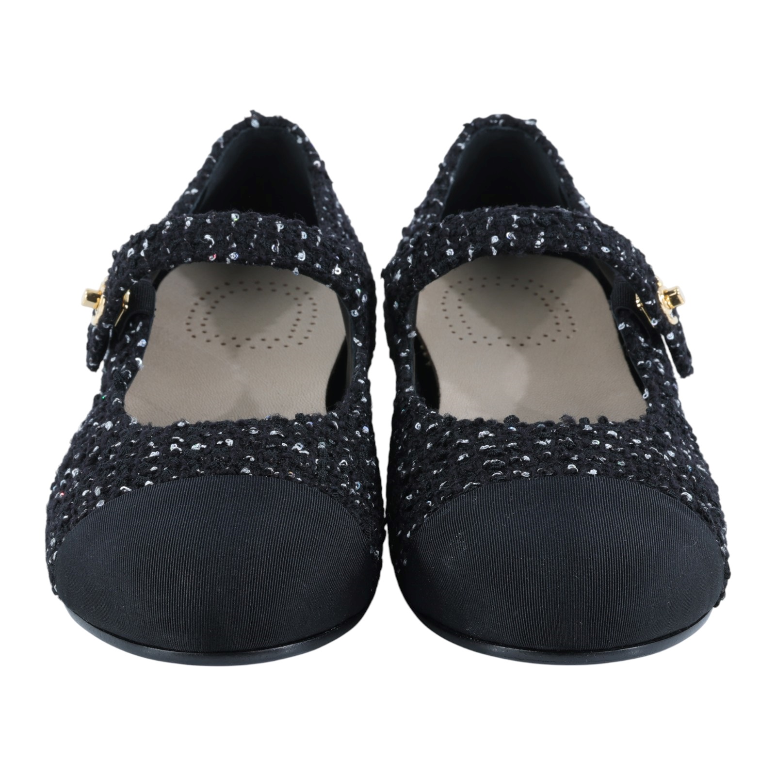 香奈兒 CHANEL 瑪莉珍鞋 G46541_385 黑毛尼平底鞋#38.5 原廠盒子