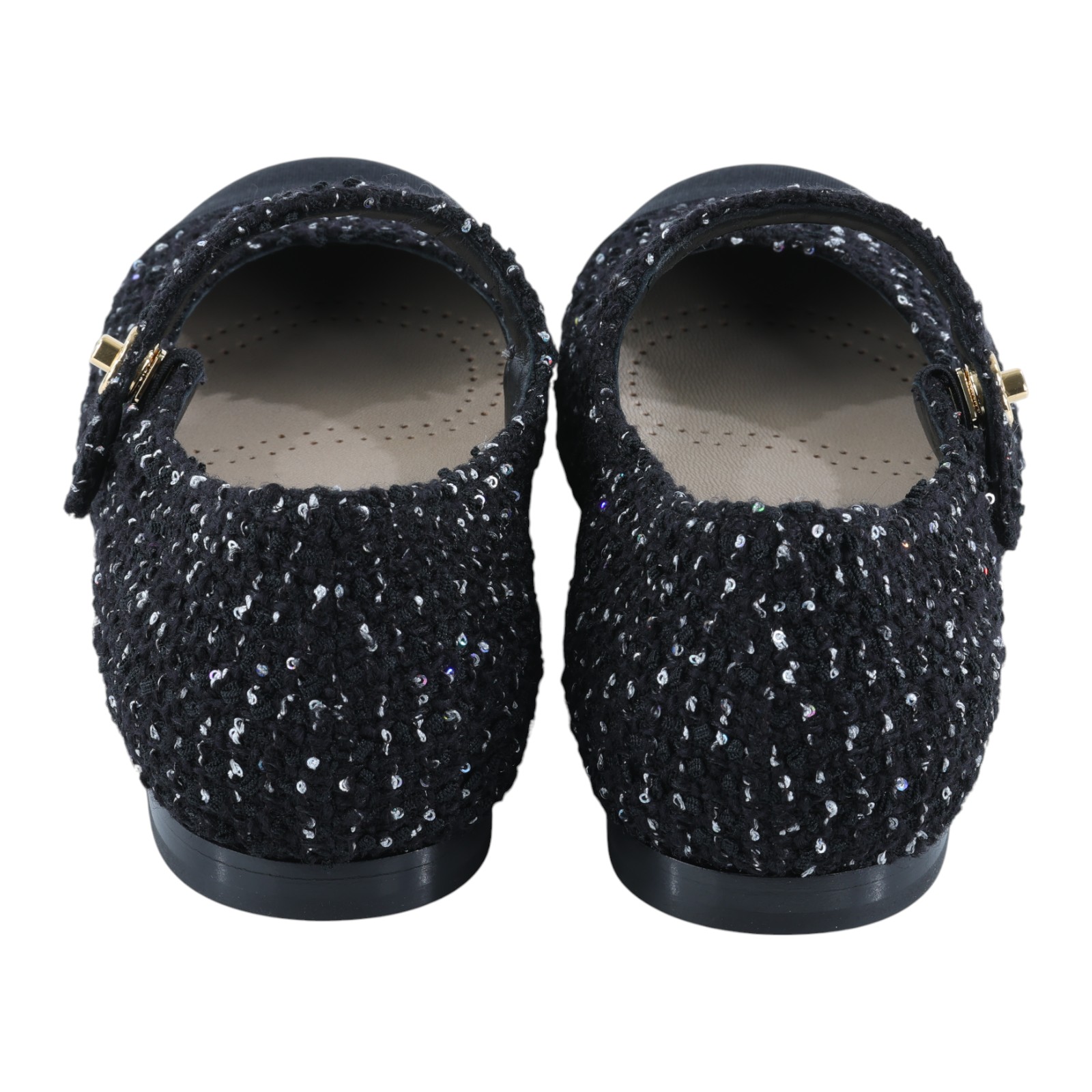 香奈兒 CHANEL 瑪莉珍鞋 G46541_385 黑毛尼平底鞋#38.5 原廠盒子