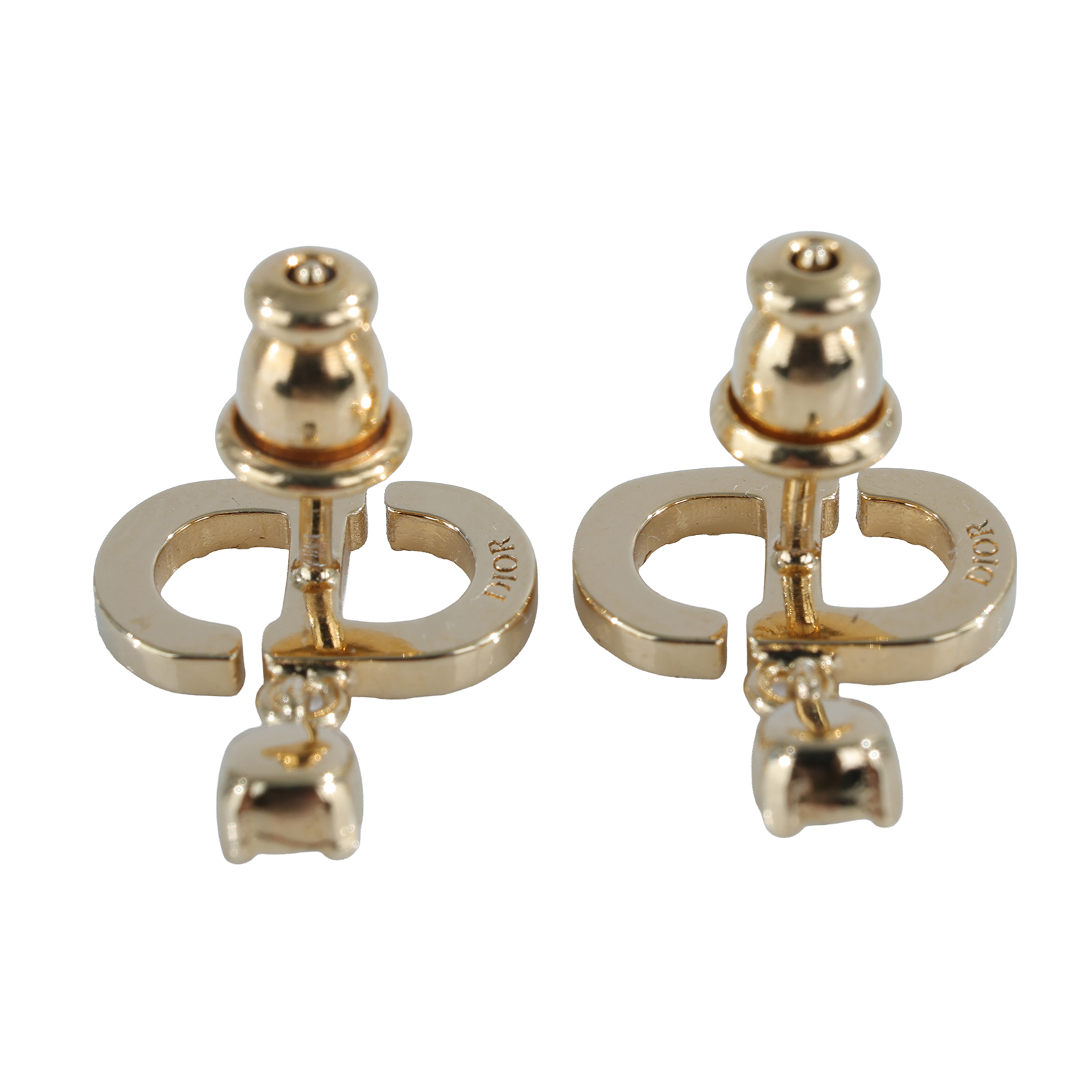 迪奧 CHRISTIAN DIOR Petit CD 耳釘 金色 E3365WOMCY_D03S CD水鑽耳環 原廠盒子/防塵袋