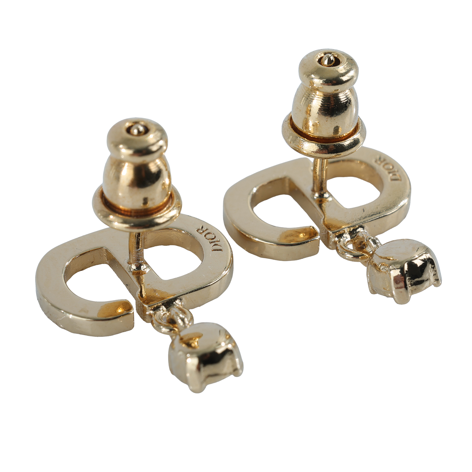 迪奧 CHRISTIAN DIOR Petit CD 耳釘 金色 E3365WOMCY_D03S CD水鑽耳環 原廠盒子/防塵袋