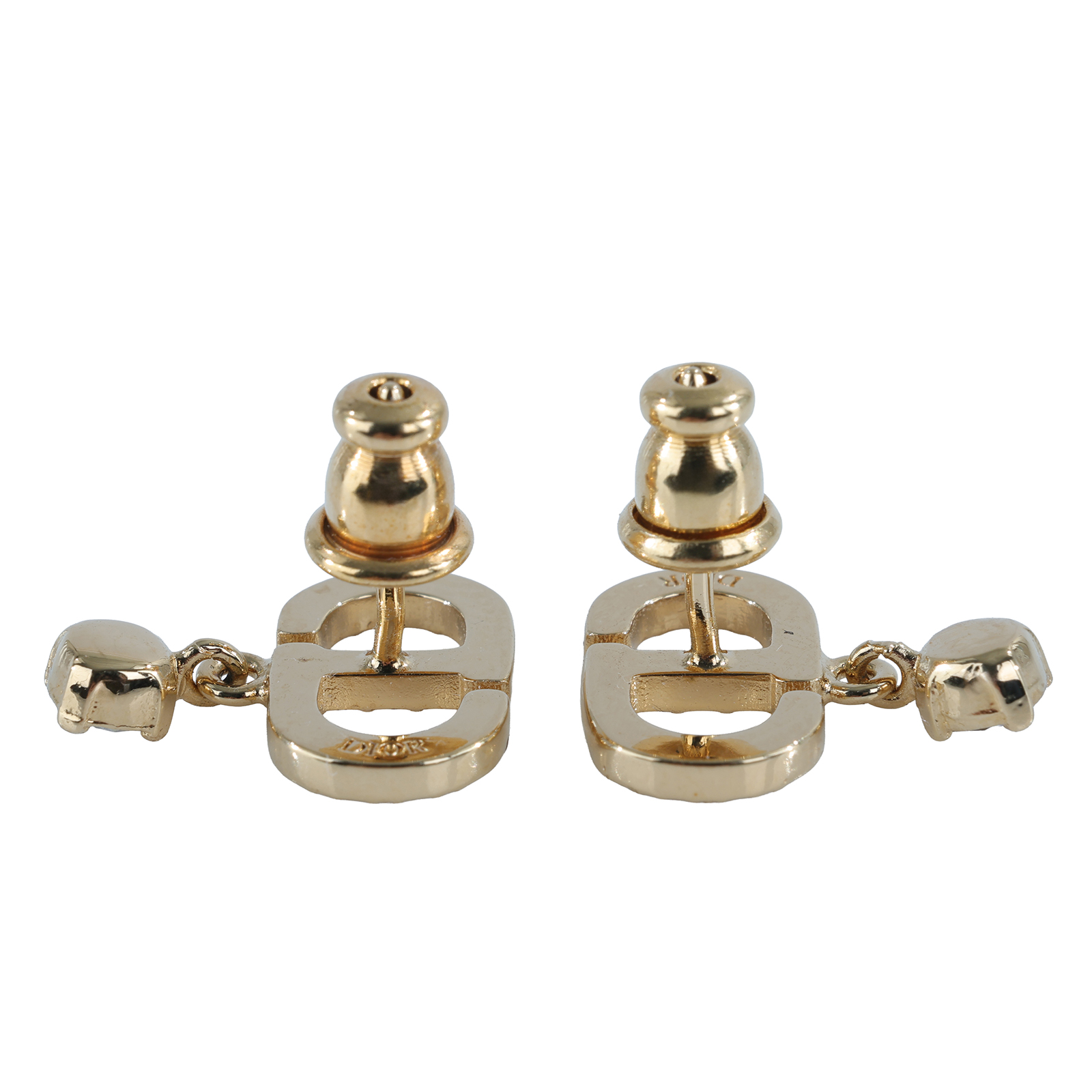 迪奧 CHRISTIAN DIOR Petit CD 耳釘 金色 E3365WOMCY_D03S CD水鑽耳環 原廠盒子/防塵袋