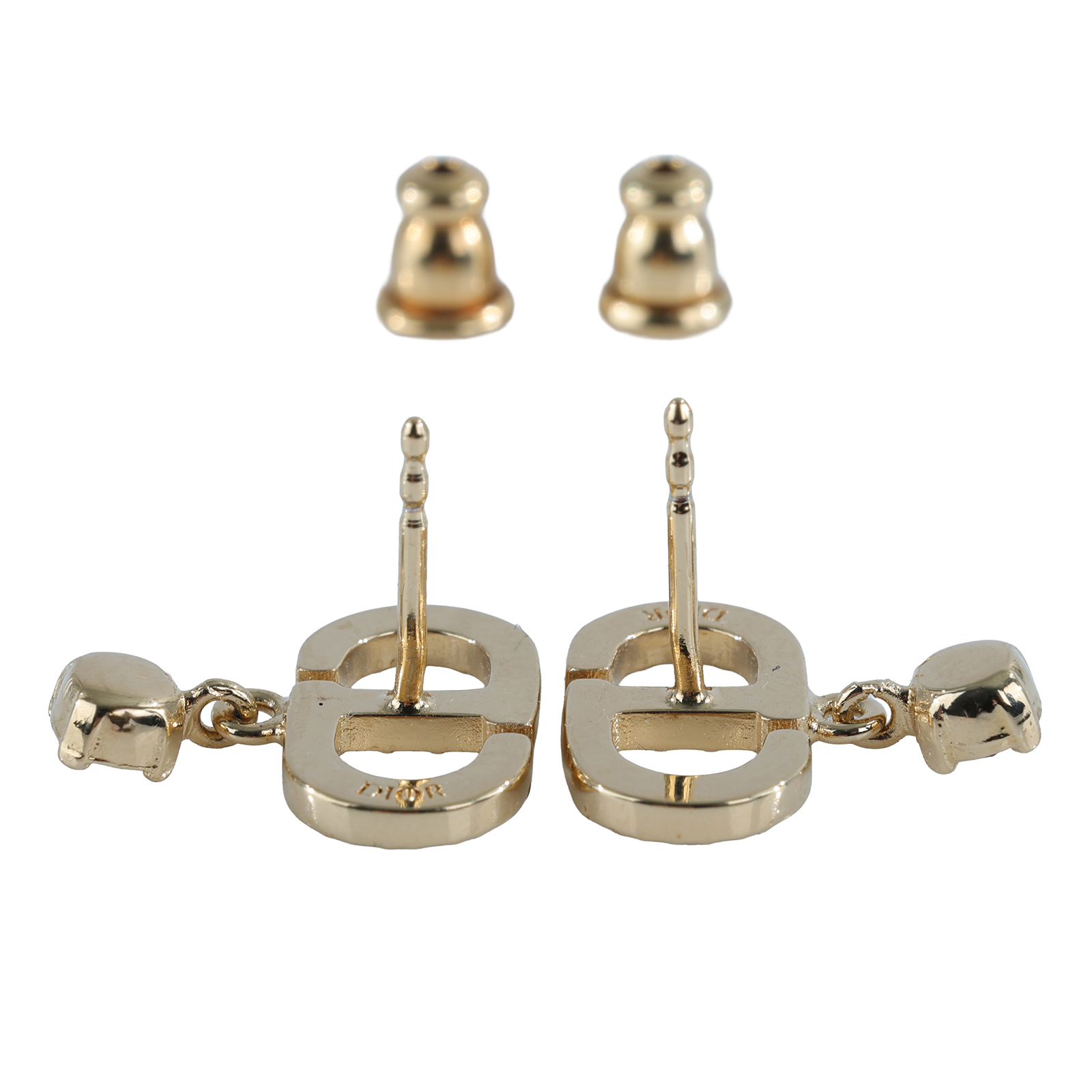 迪奧 CHRISTIAN DIOR Petit CD 耳釘 金色 E3365WOMCY_D03S CD水鑽耳環 原廠盒子/防塵袋