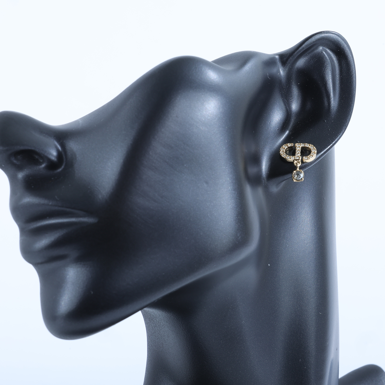 迪奧 CHRISTIAN DIOR Petit CD 耳釘 金色 E3365WOMCY_D03S CD水鑽耳環 原廠盒子/防塵袋