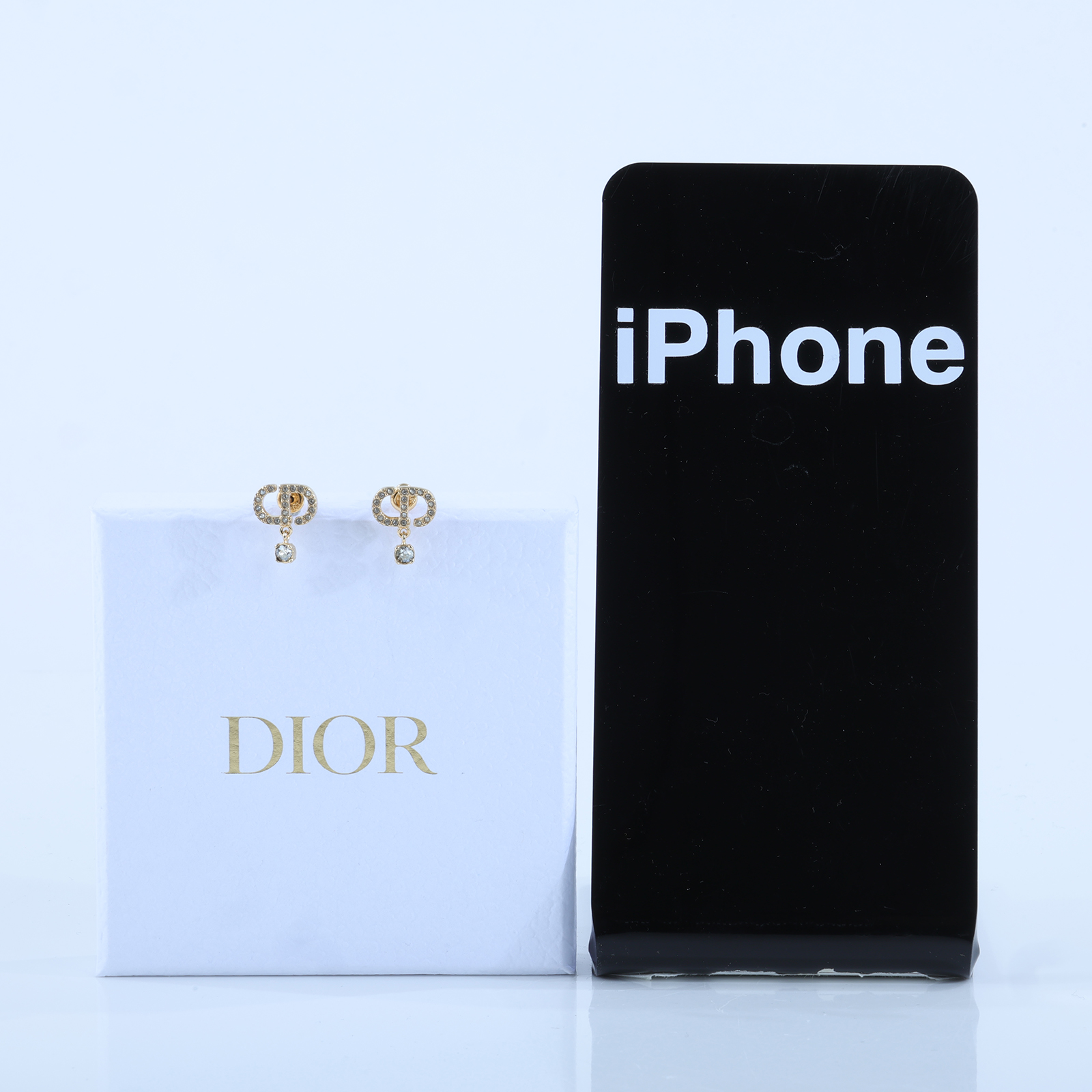 迪奧 CHRISTIAN DIOR Petit CD 耳釘 金色 E3365WOMCY_D03S CD水鑽耳環 原廠盒子/防塵袋