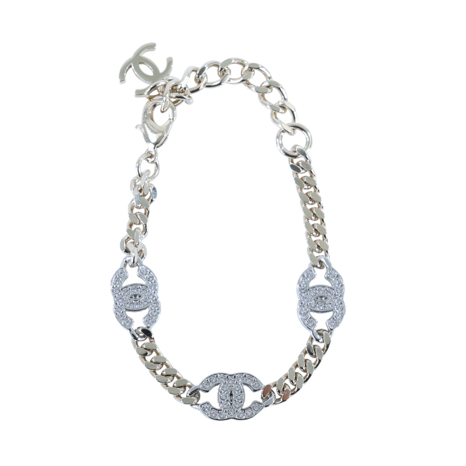 香奈兒 CHANEL CC LOGO 手鍊 B25V 3P雙C手鍊 原廠盒子/內襯