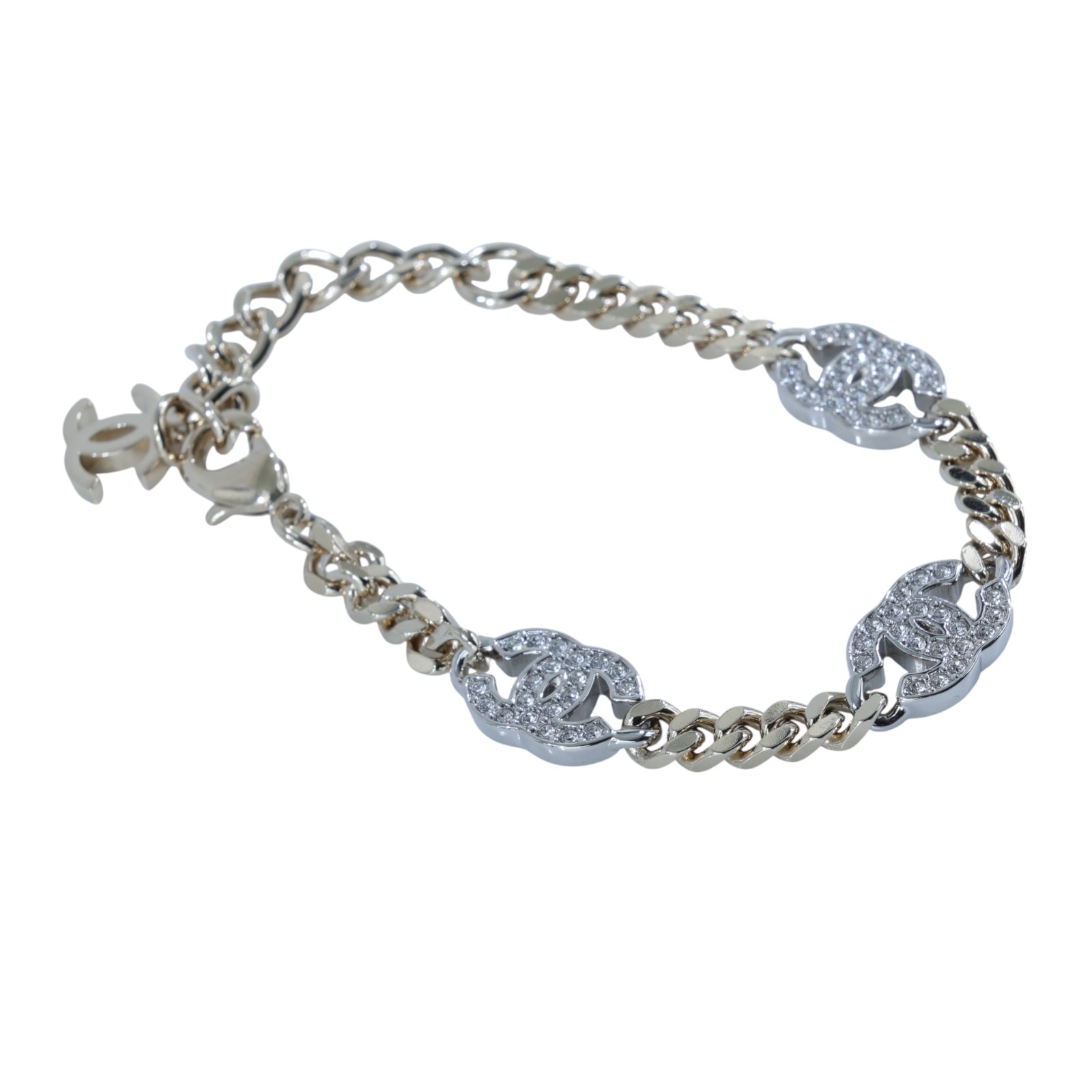 香奈兒 CHANEL CC LOGO 手鍊 B25V 3P雙C手鍊 原廠盒子/內襯