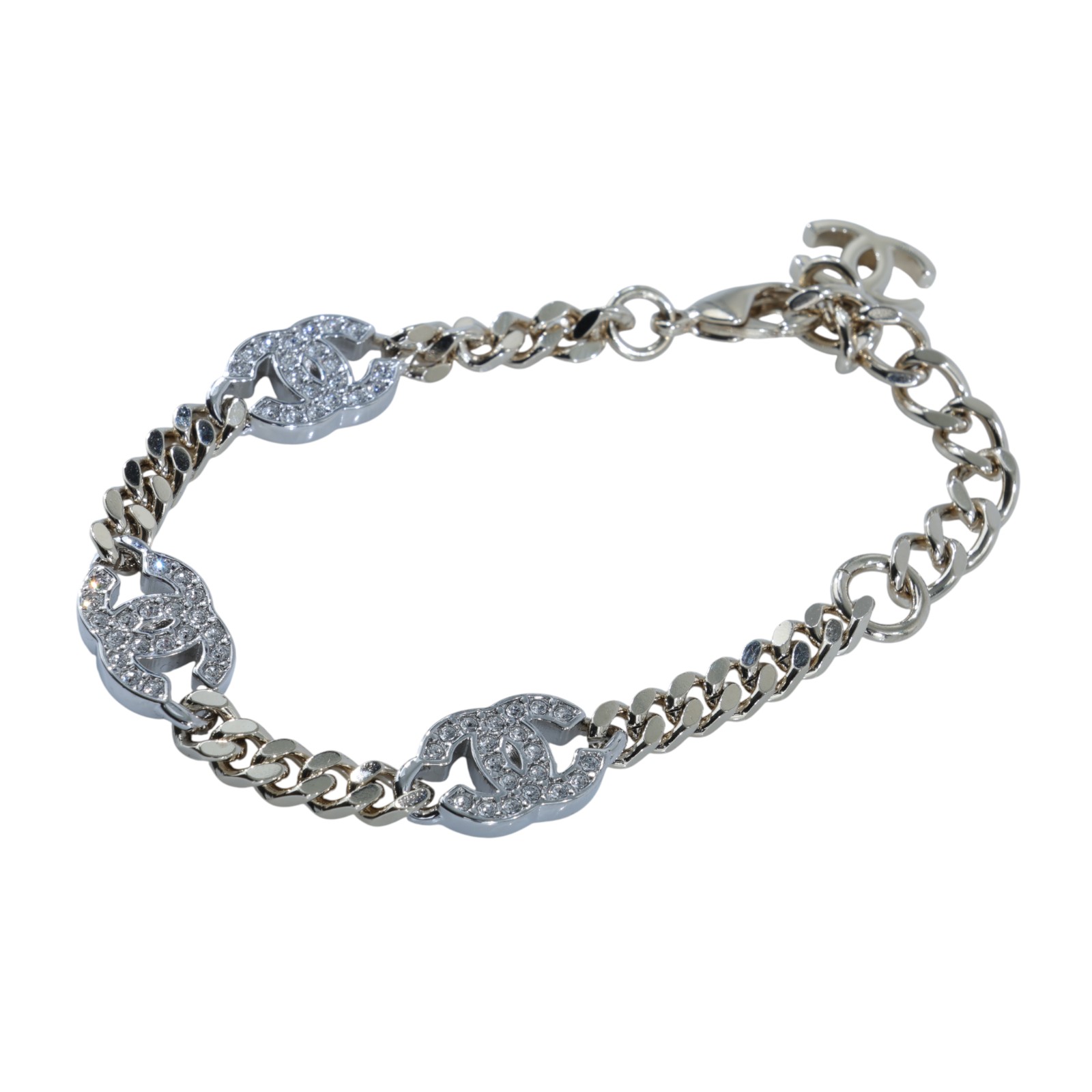 香奈兒 CHANEL CC LOGO 手鍊 B25V 3P雙C手鍊 原廠盒子/內襯