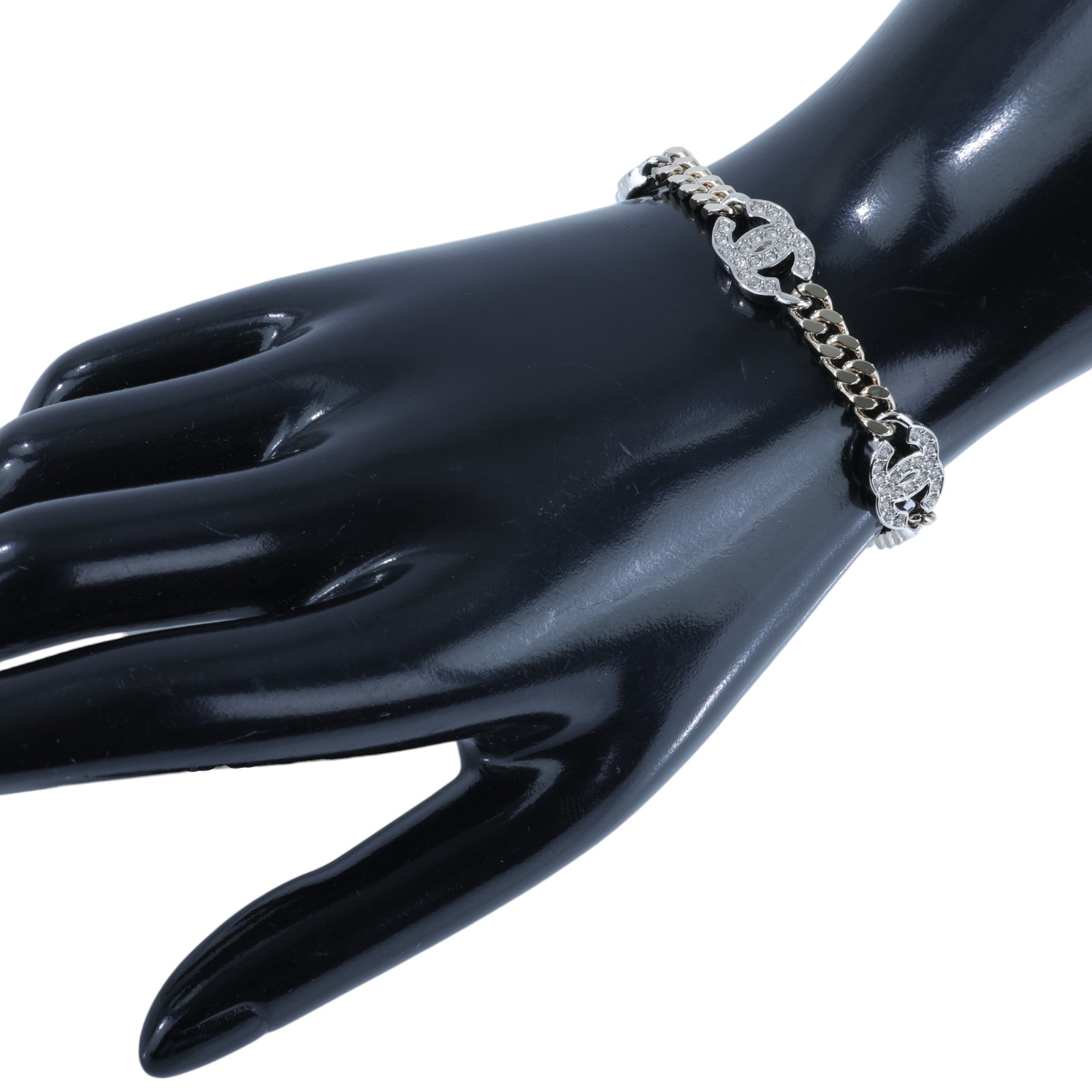 香奈兒 CHANEL CC LOGO 手鍊 B25V 3P雙C手鍊 原廠盒子/內襯