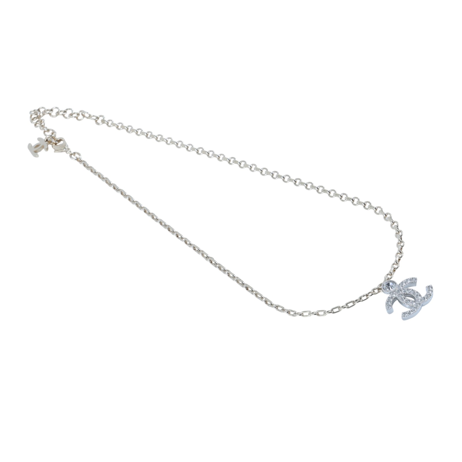 香奈兒 CHANEL CC LOGO 項鍊 I25 V 雙C水鑽項鍊 原廠盒子/內襯