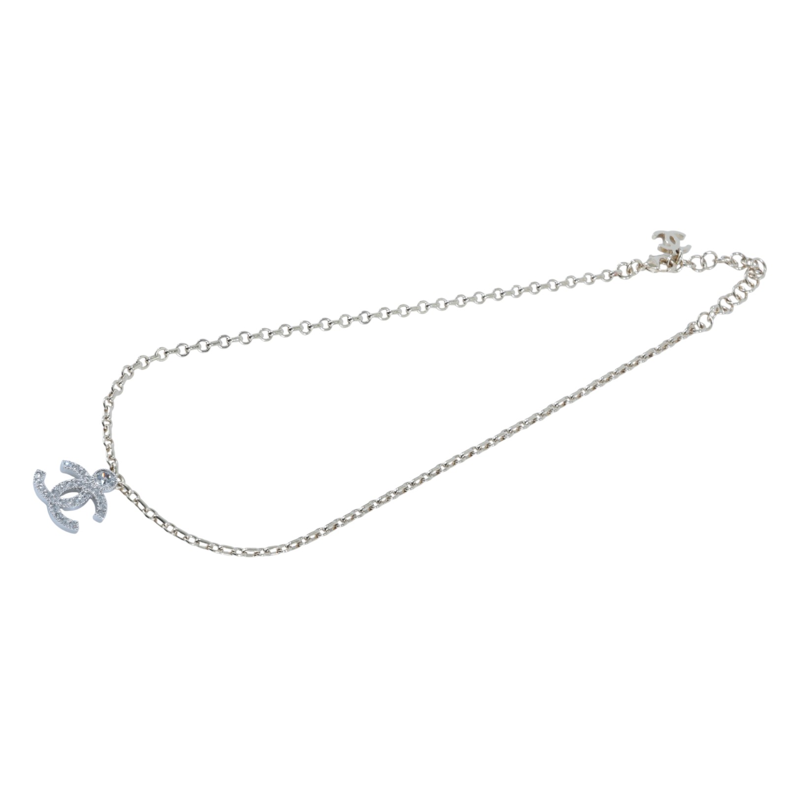 香奈兒 CHANEL CC LOGO 項鍊 I25 V 雙C水鑽項鍊 原廠盒子/內襯