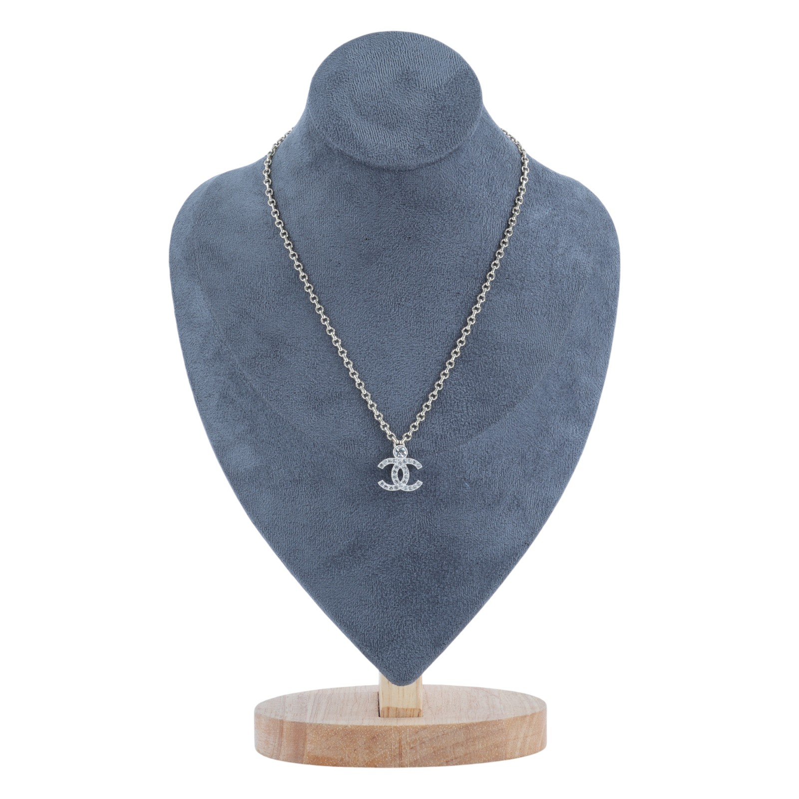 香奈兒 CHANEL CC LOGO 項鍊 I25 V 雙C水鑽項鍊 原廠盒子/內襯