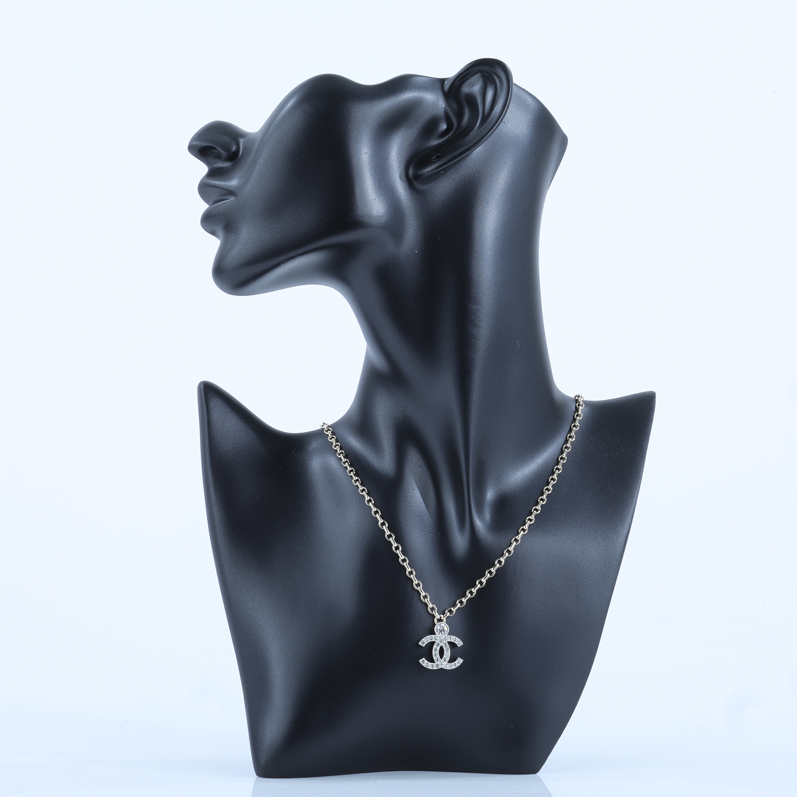 香奈兒 CHANEL CC LOGO 項鍊 I25 V 雙C水鑽項鍊 原廠盒子/內襯