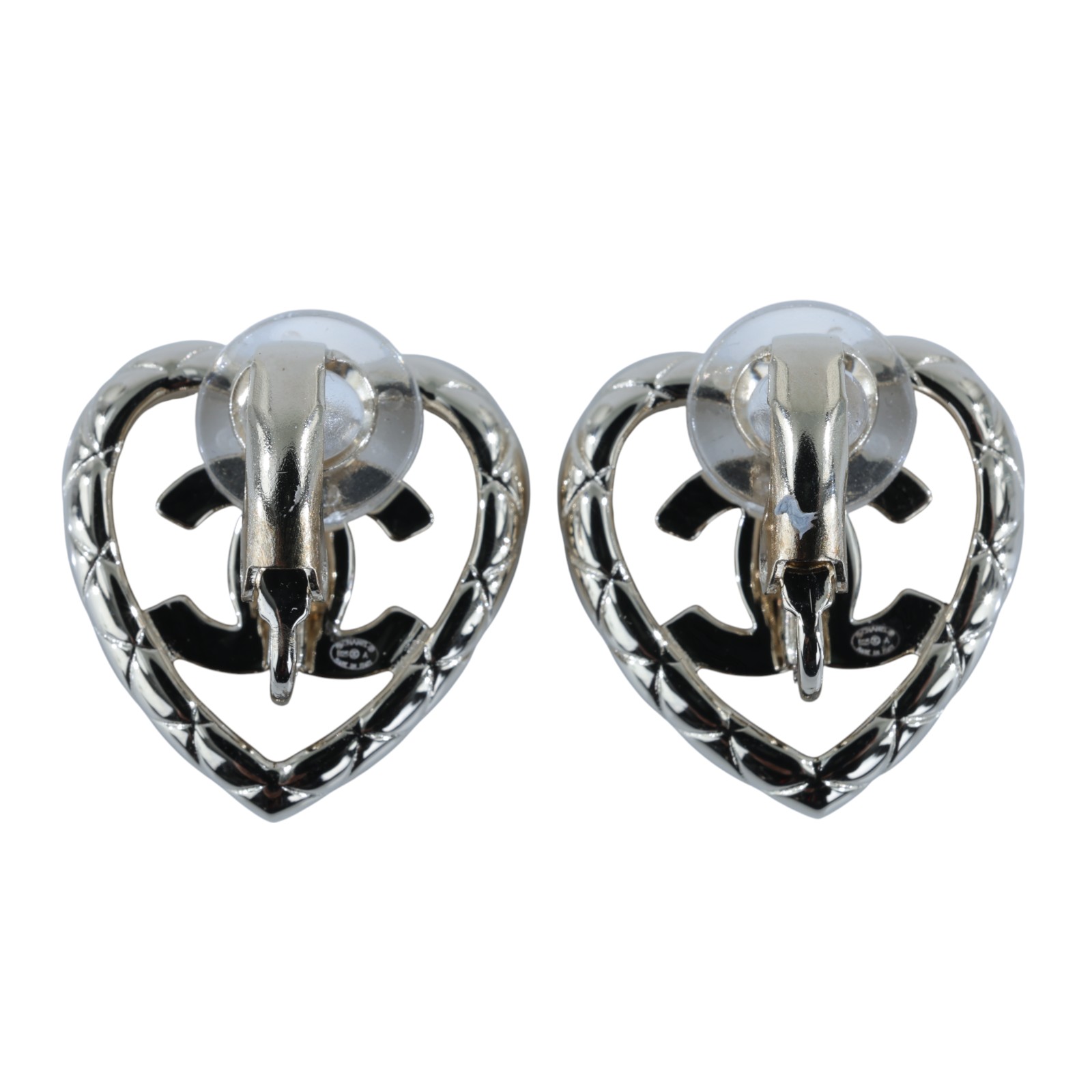 香奈兒 CHANEL CC LOGO 夾式 耳環 1176759956394B25 A 愛心雙C水鑽夾式耳環 原廠盒子/內襯