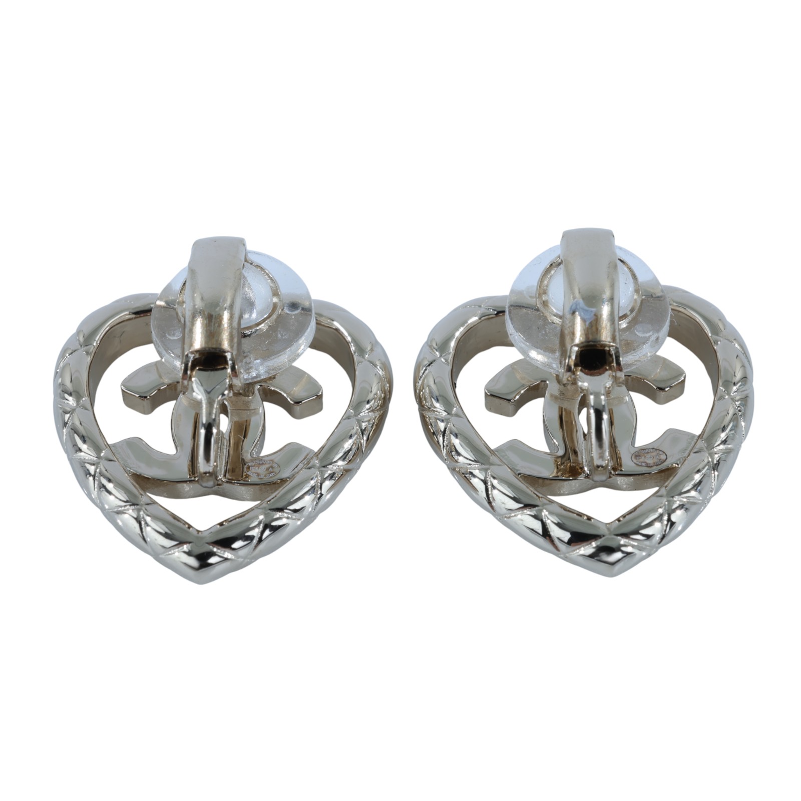 香奈兒 CHANEL CC LOGO 夾式 耳環 1176759956394B25 A 愛心雙C水鑽夾式耳環 原廠盒子/內襯