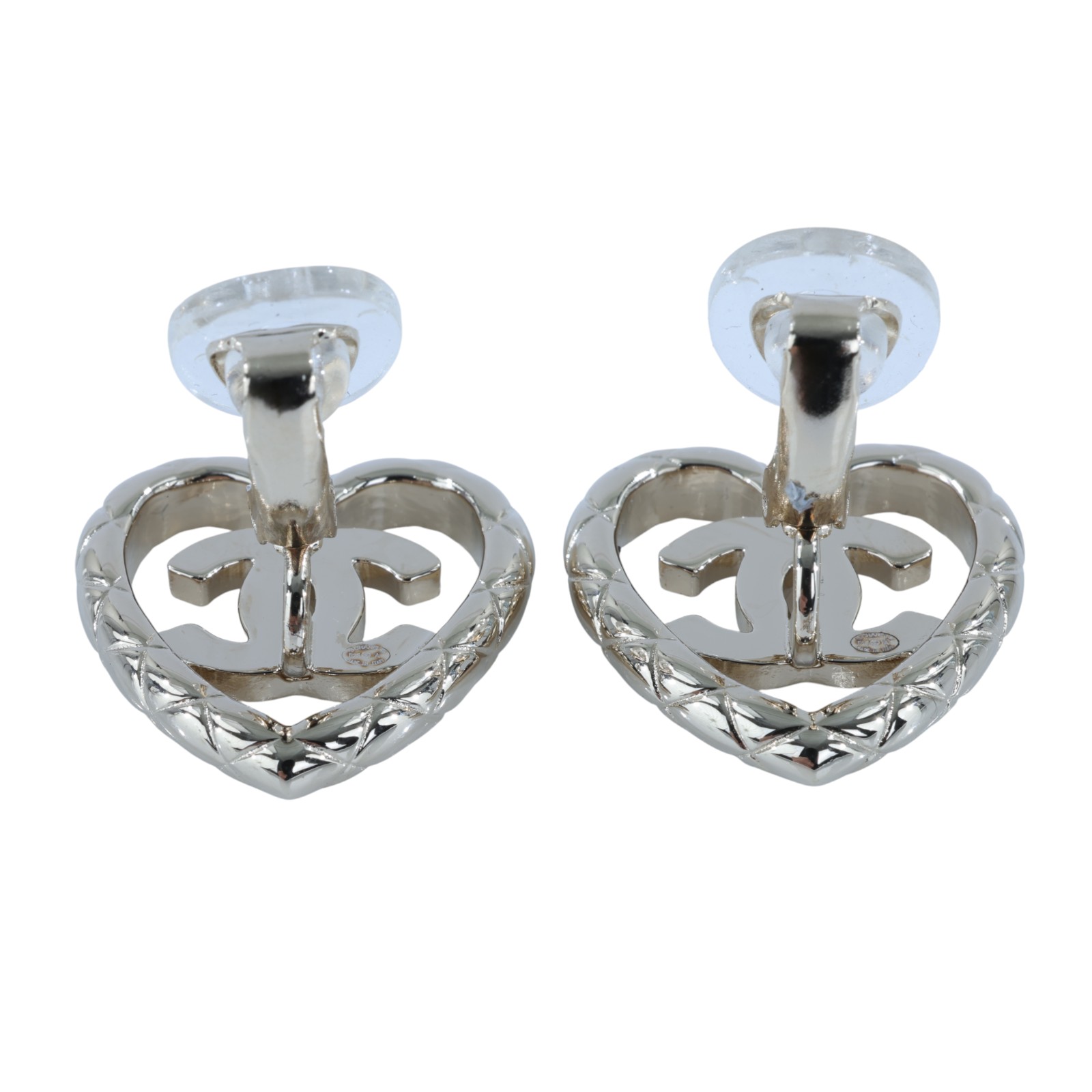 香奈兒 CHANEL CC LOGO 夾式 耳環 1176759956394B25 A 愛心雙C水鑽夾式耳環 原廠盒子/內襯