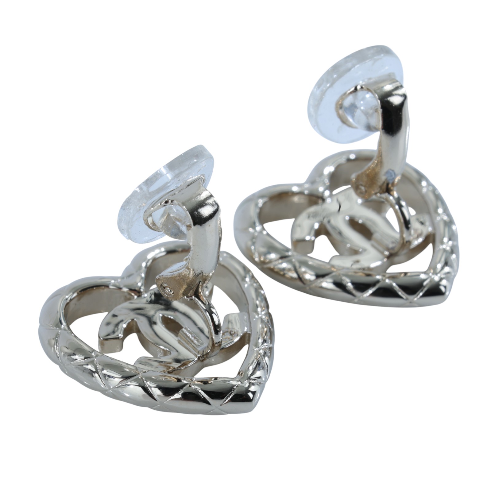 香奈兒 CHANEL CC LOGO 夾式 耳環 1176759956394B25 A 愛心雙C水鑽夾式耳環 原廠盒子/內襯