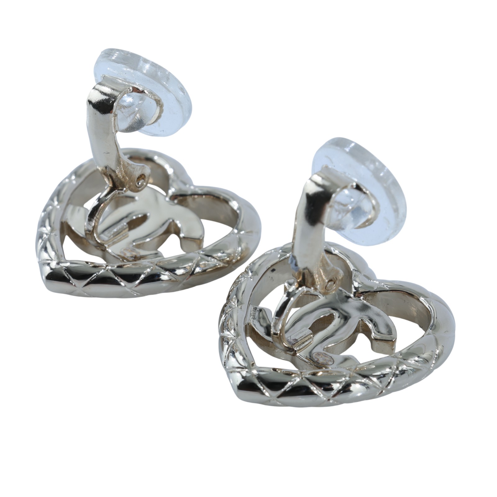 香奈兒 CHANEL CC LOGO 夾式 耳環 1176759956394B25 A 愛心雙C水鑽夾式耳環 原廠盒子/內襯