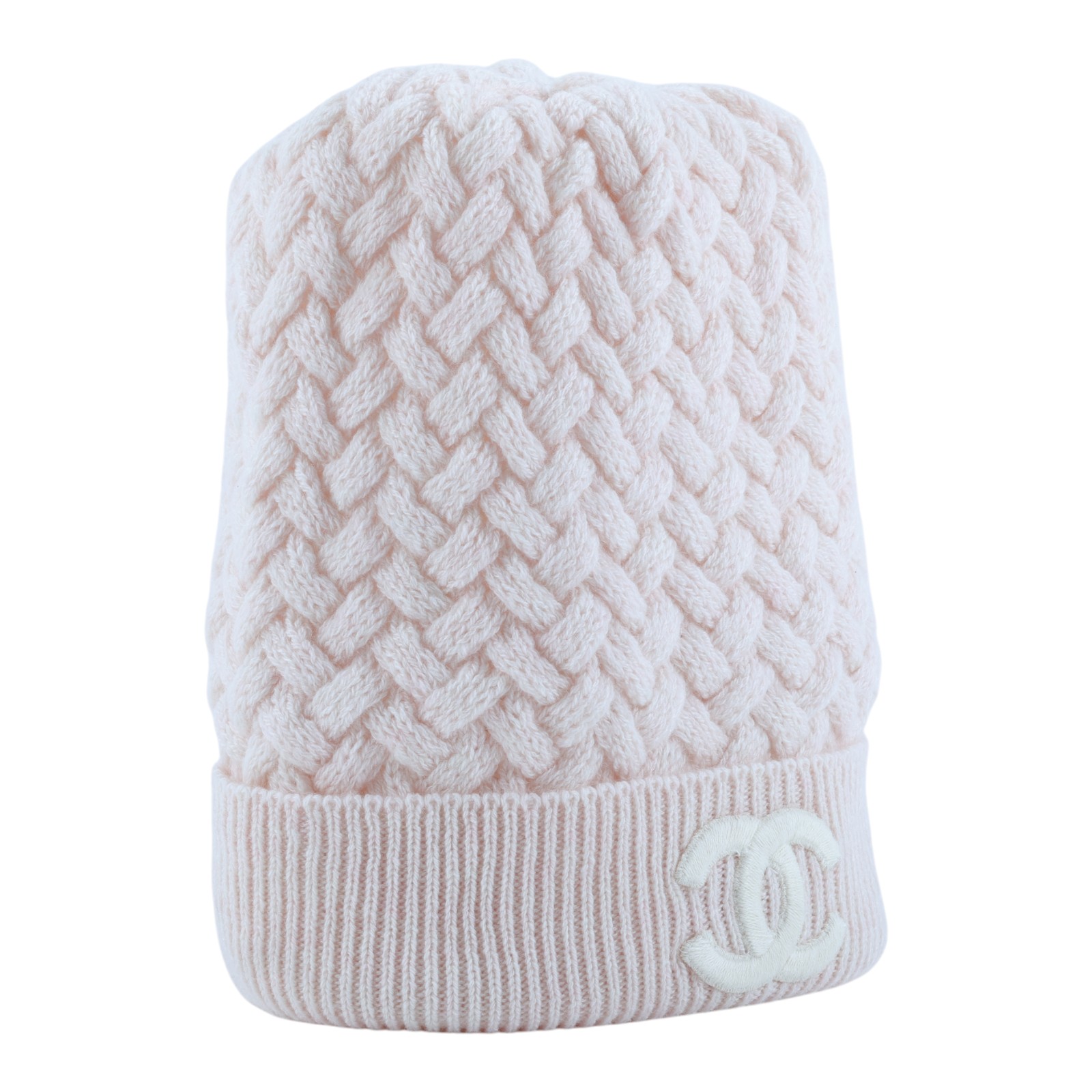 香奈兒 CHANEL CC LOGO 針織 毛帽 帽子  粉雙C毛帽 無附屬品