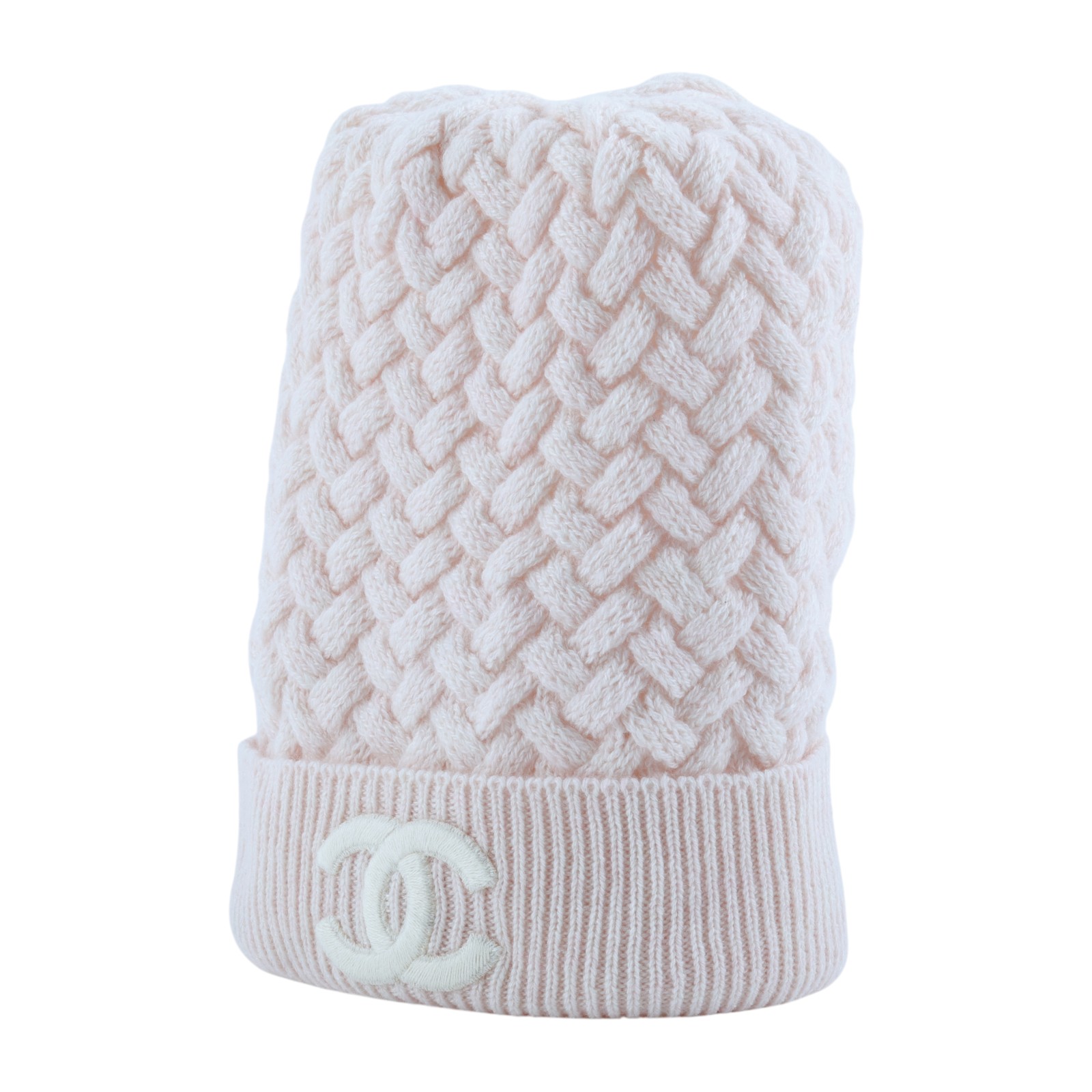 香奈兒 CHANEL CC LOGO 針織 毛帽 帽子  粉雙C毛帽 無附屬品