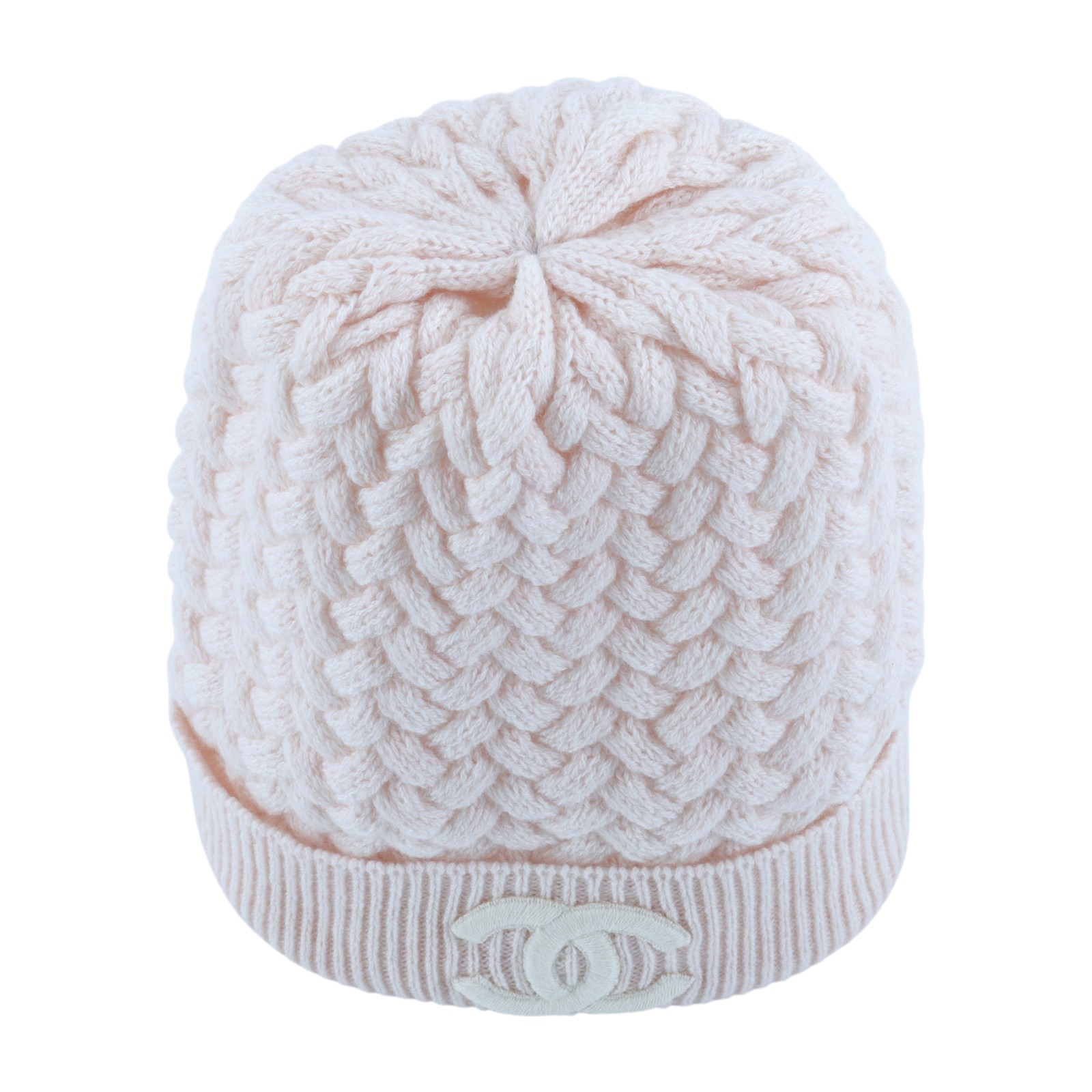 香奈兒 CHANEL CC LOGO 針織 毛帽 帽子  粉雙C毛帽 無附屬品