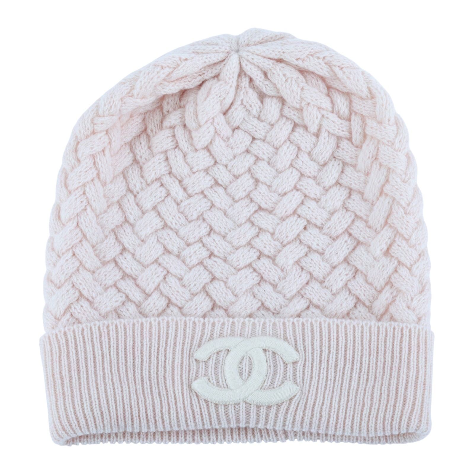 香奈兒 CHANEL CC LOGO 針織 毛帽 帽子  粉雙C毛帽 無附屬品
