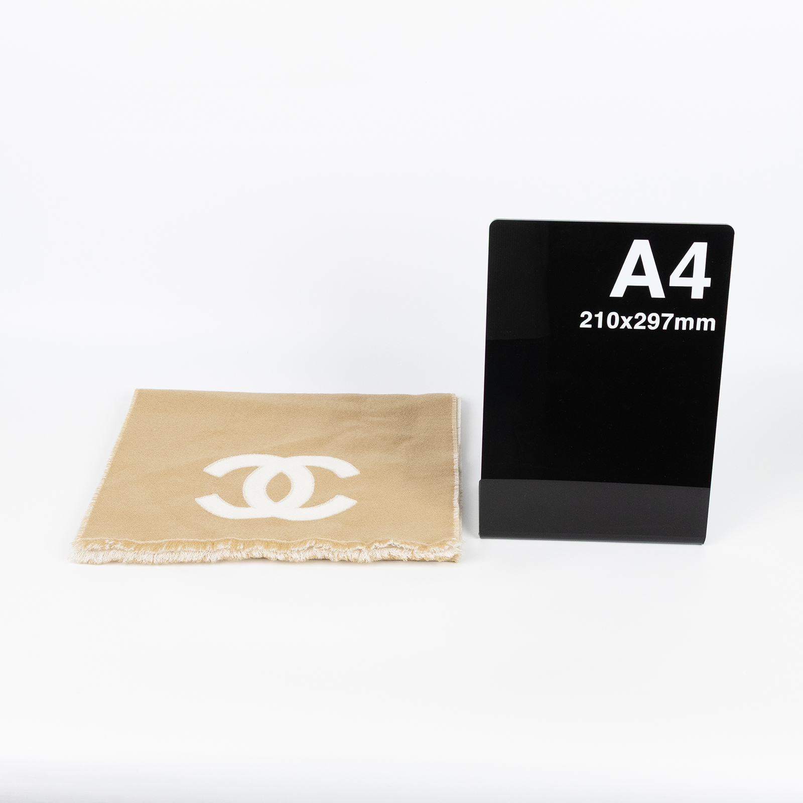 香奈兒 CHANEL CC LOGO 圍巾  淺咖雙C圍巾 無附屬品