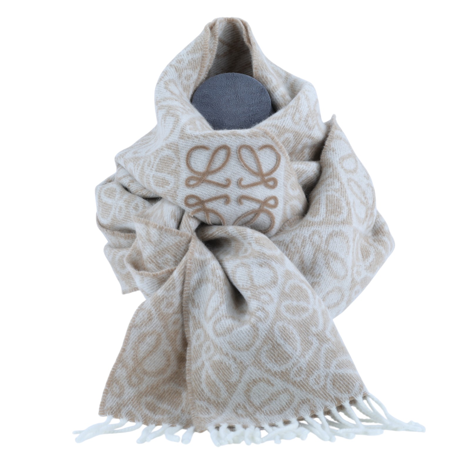 羅意威 LOEWE Anagram 圍巾 喀什米爾羊毛 F811SS1X01 奶茶色ANAGRAM圍巾 無附屬品