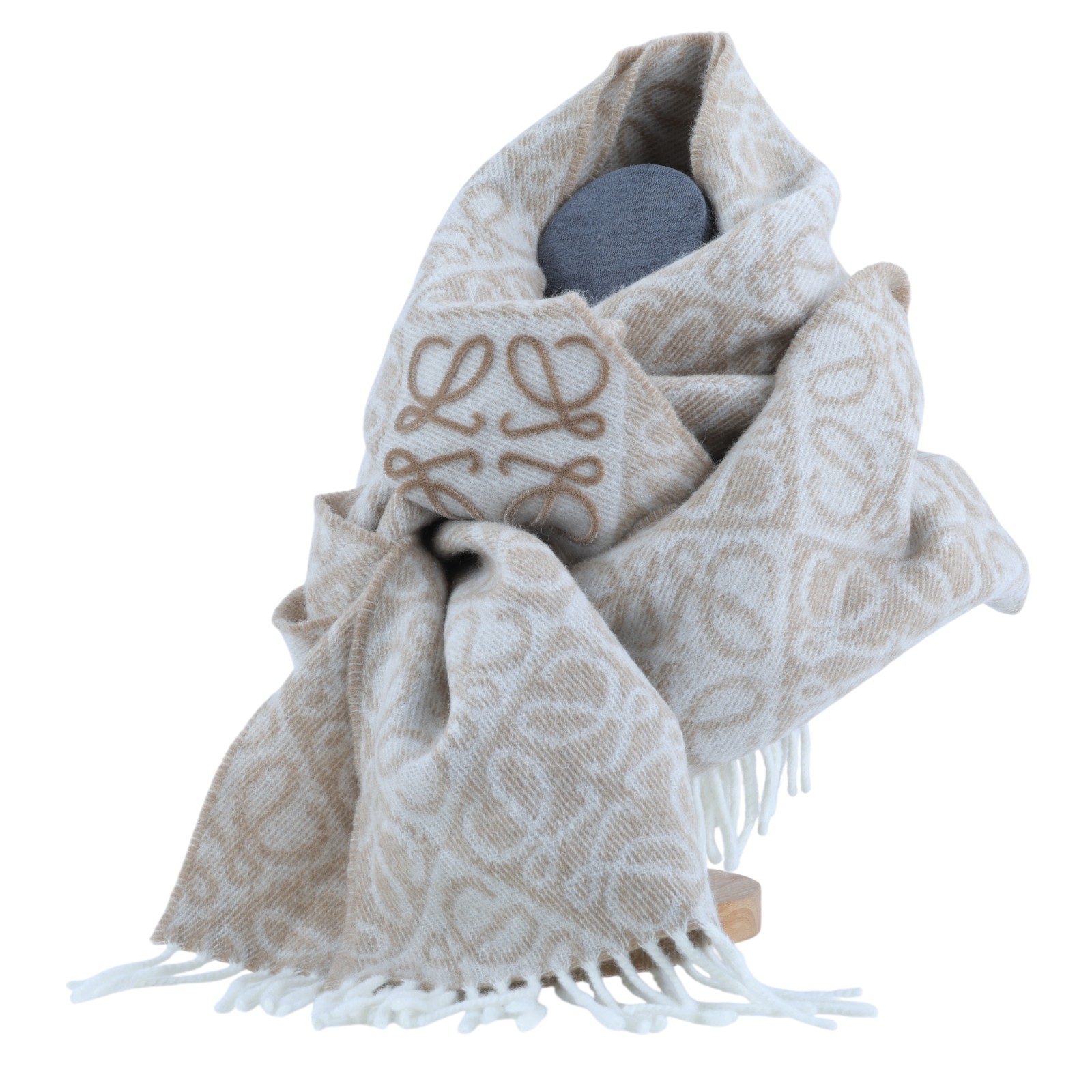 羅意威 LOEWE Anagram 圍巾 喀什米爾羊毛 F811SS1X01 奶茶色ANAGRAM圍巾 無附屬品