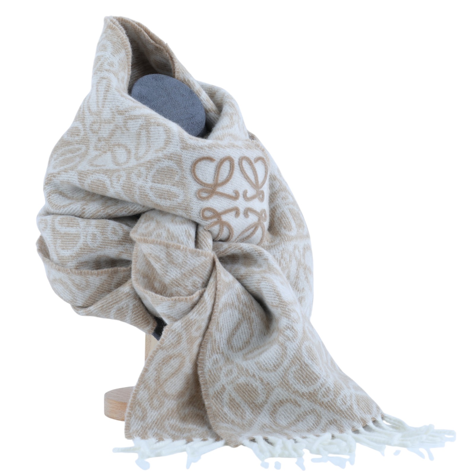 羅意威 LOEWE Anagram 圍巾 喀什米爾羊毛 F811SS1X01 奶茶色ANAGRAM圍巾 無附屬品