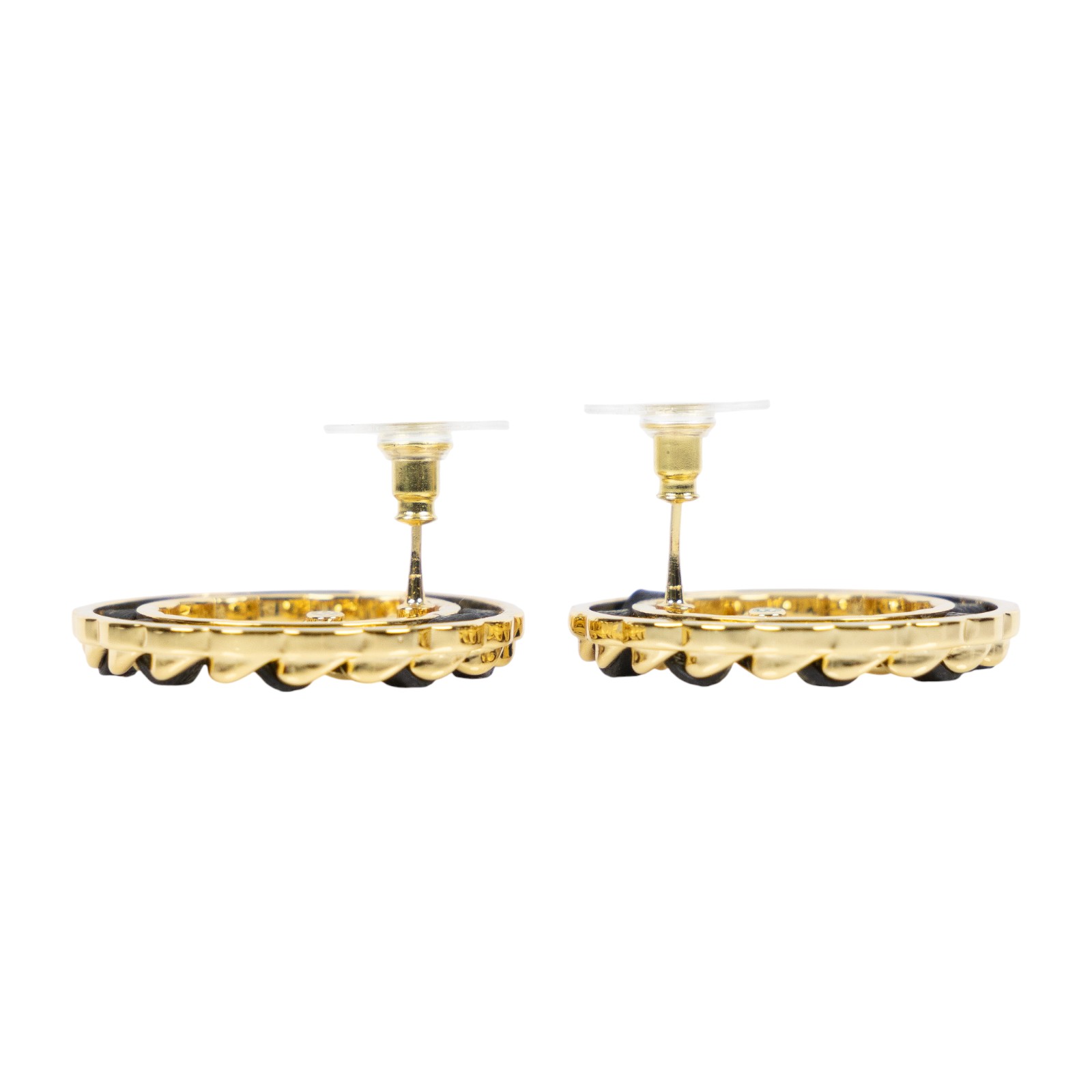 香奈兒 CHANEL CC LOGO 耳釘 耳環 B24 K 圓皮穿耳環 無附屬品