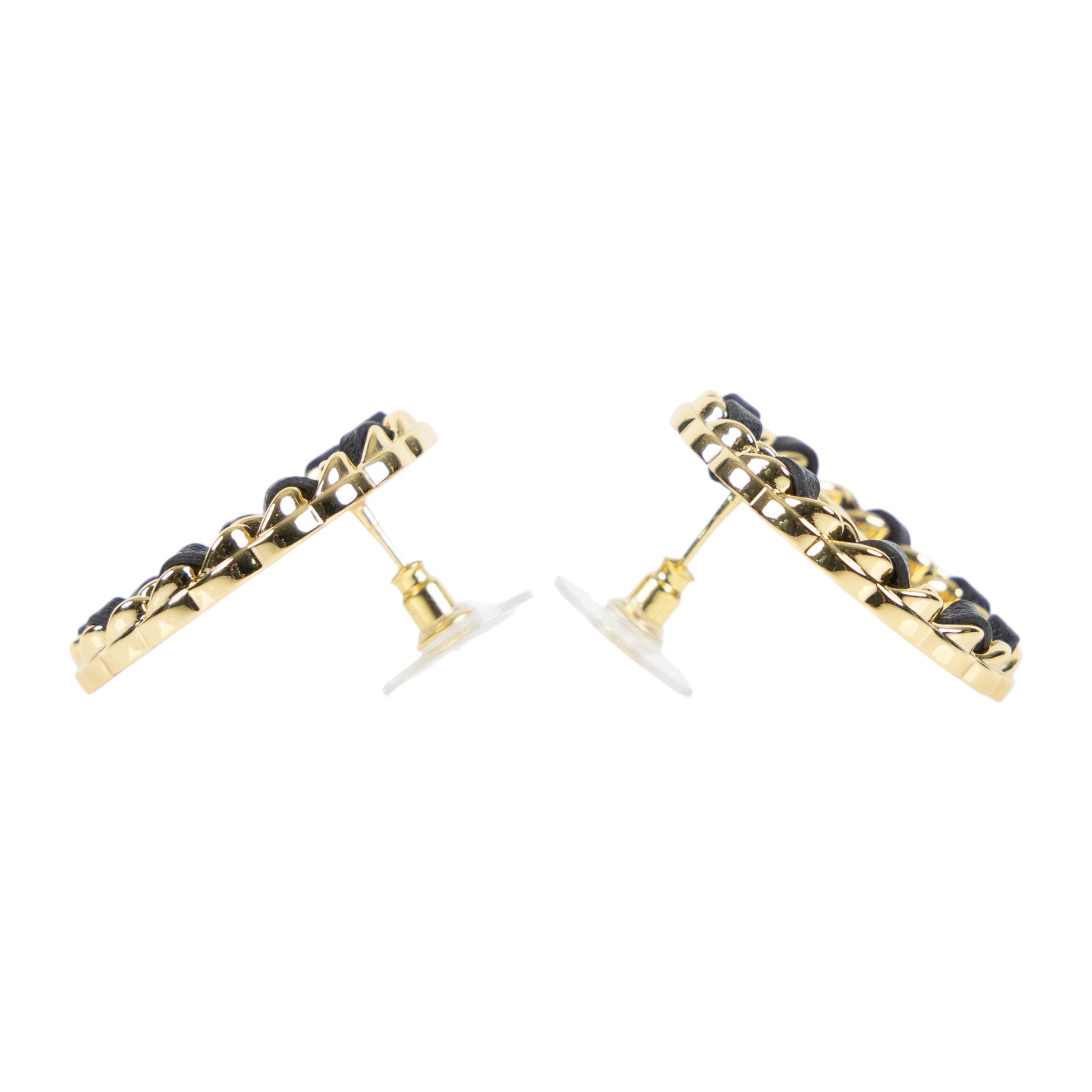 香奈兒 CHANEL CC LOGO 耳釘 耳環 B24 K 圓皮穿耳環 無附屬品